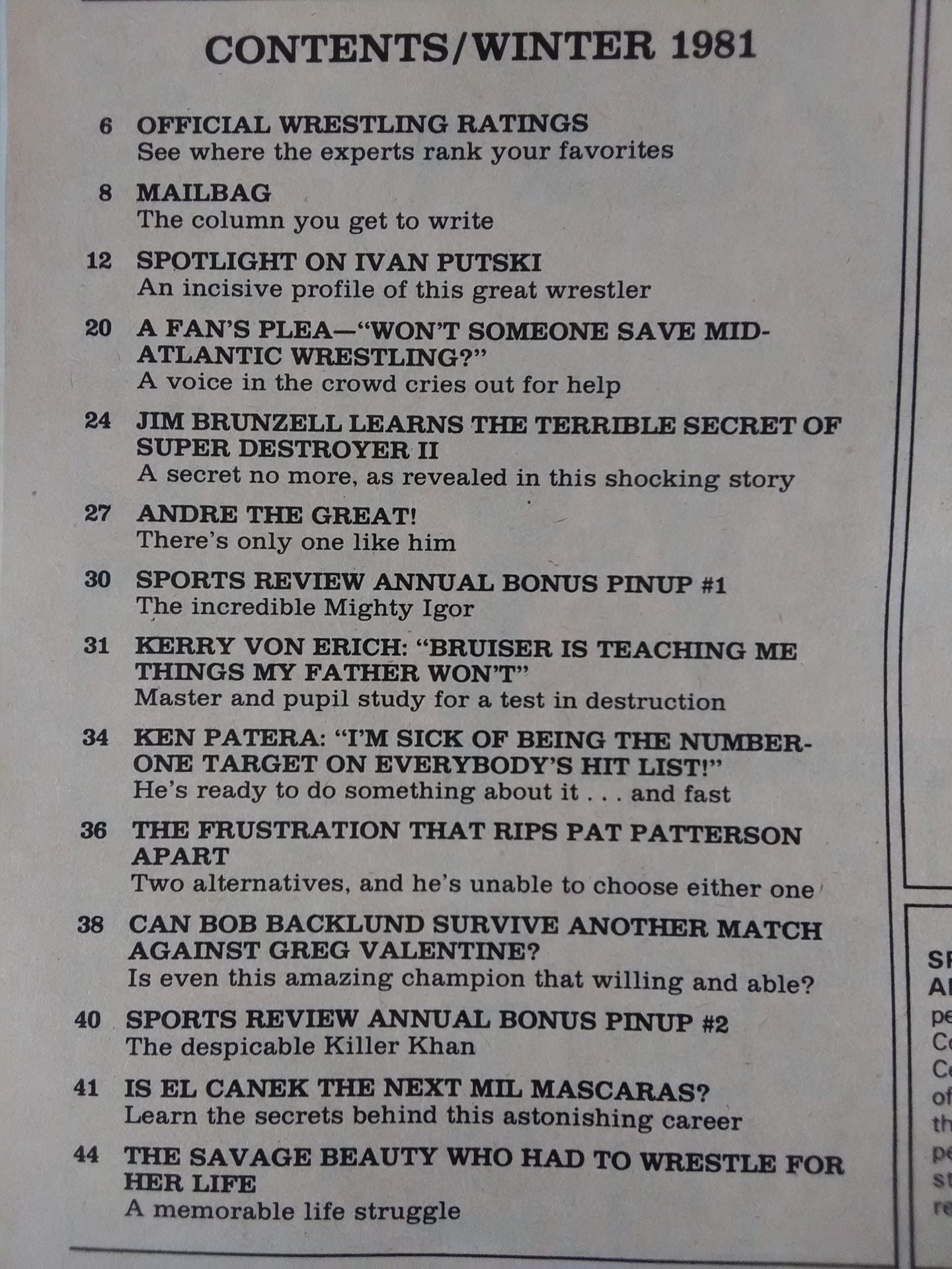SPORTS REVIEW Wrestling 1981年Winter