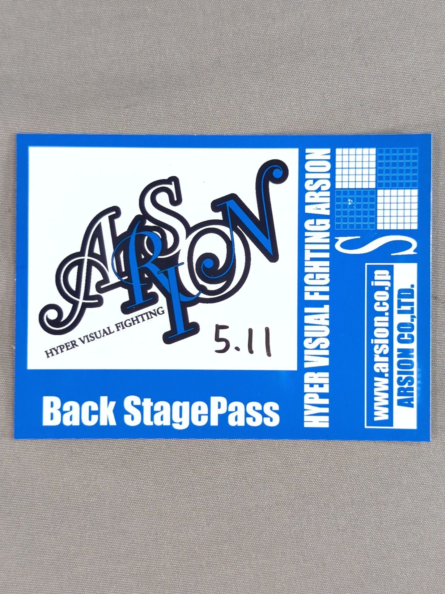 ARSION Backstage Pass Card (05/11)
