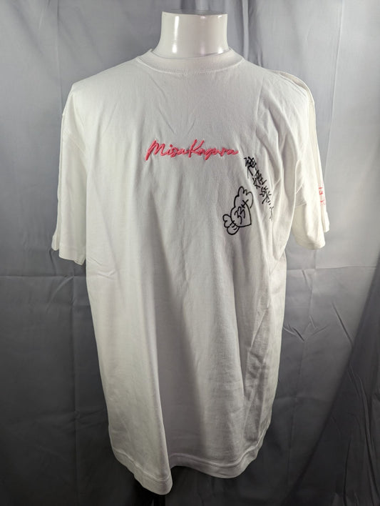【hand signed autograph】 Misa Kagura Misa Kagura Embroidered T-Shirt (White)