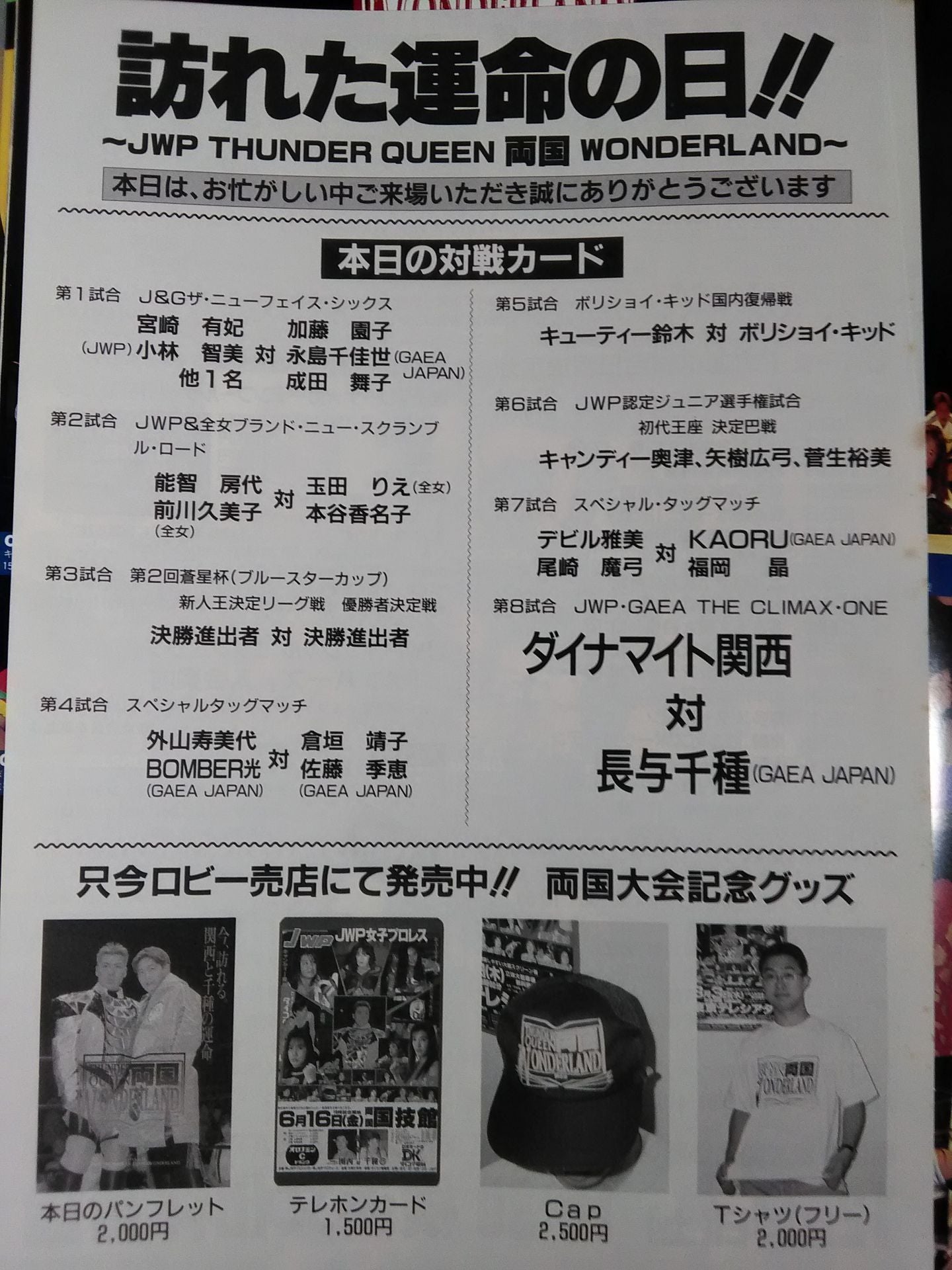 【Plum Mariko hand signed autograph 】JWP / THUNDER QUEEN Ryogoku WONDERLAND