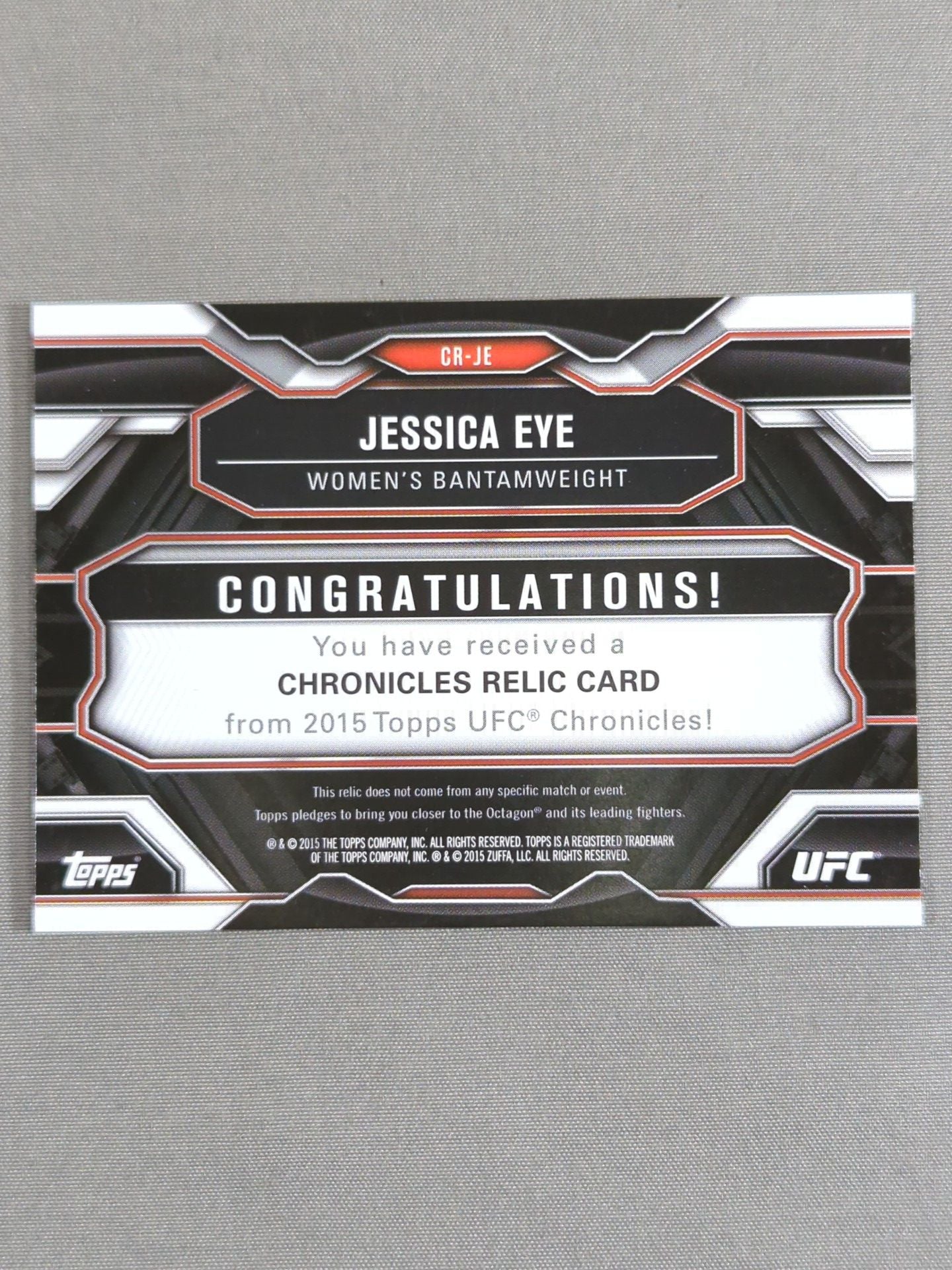 2015 UFC topps ジェシカ・アイ 公式レリックカード(コスチューム)