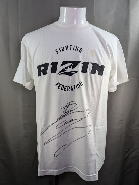 【堀口恭司 直筆サイン入り】RIZIN ロゴ Tシャツ④(ホワイト)