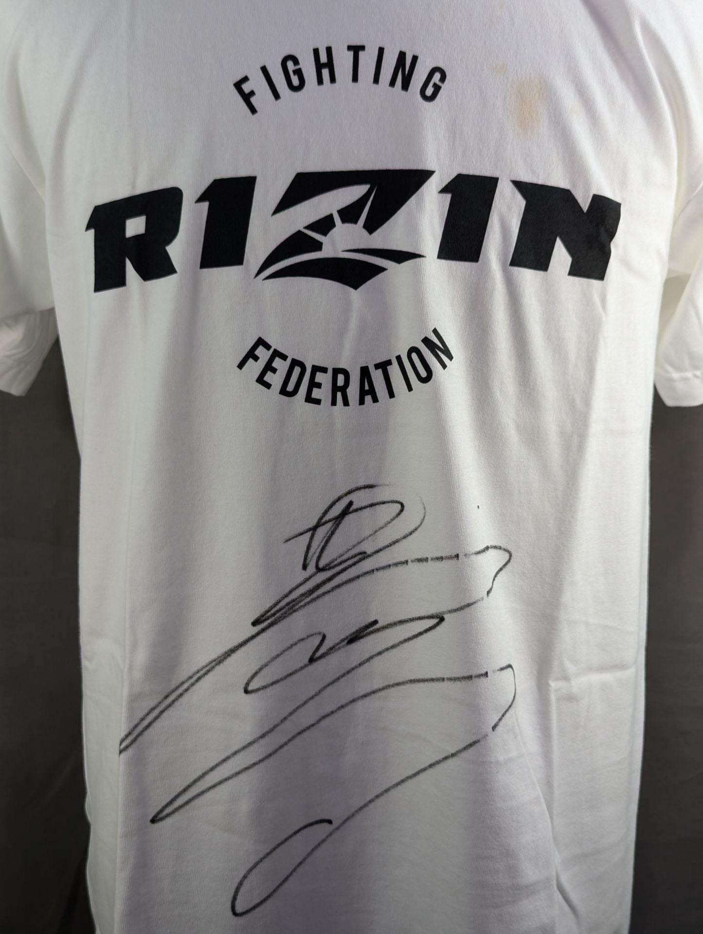 【Kyoji Horiguchi hand signed autograph 】RIZIN logo T-shirt (4) (white)