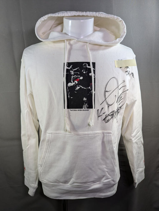 【hand signed autograph】 Takeru Natural Bone Crusher Pullover hoodie  (3) (White)