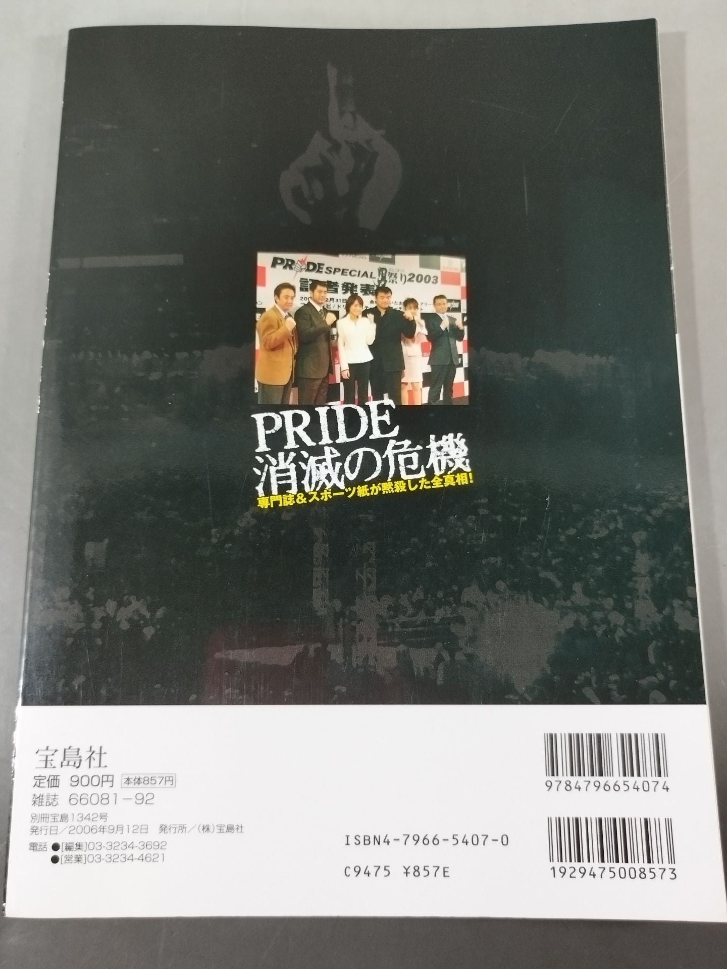 別冊宝島1342 PRIDE消滅の危機 専門誌&スポーツ紙が黙殺した全真相!