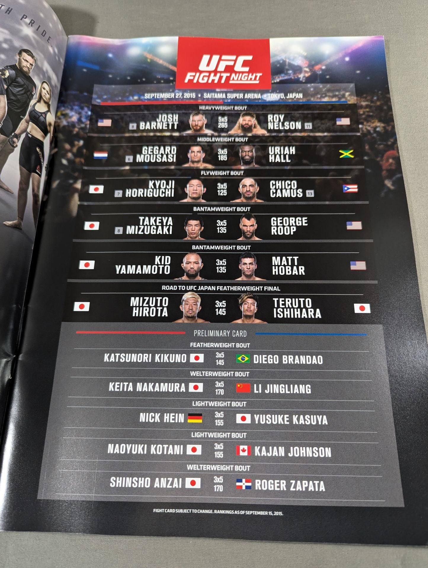UFC FIGHT NIGHT JAPAN 2015 / BARNETTvsNELSON