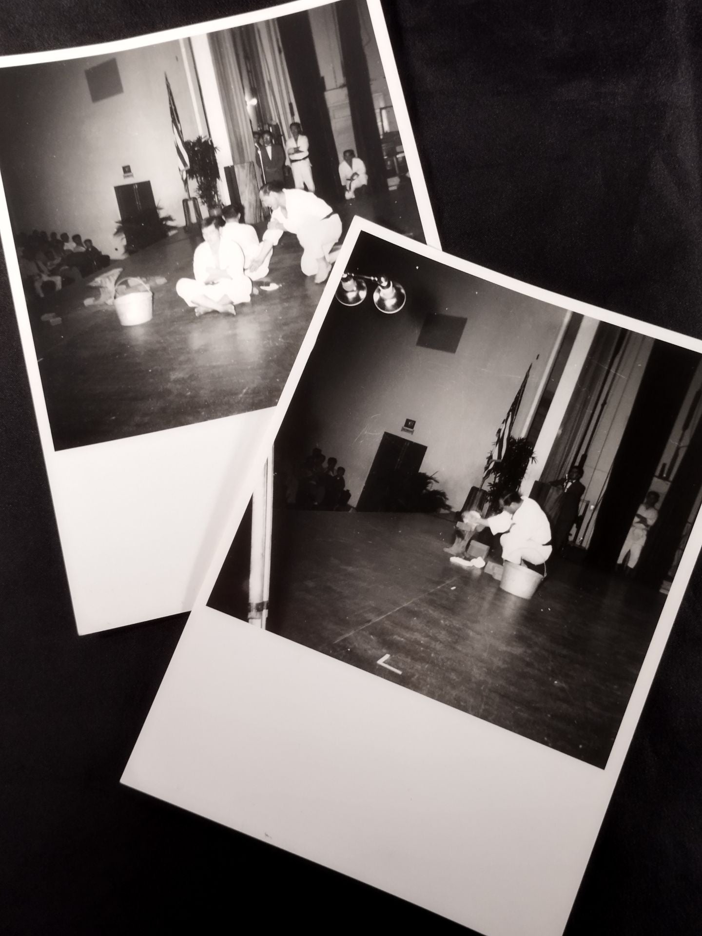 Mas Oyama (Masutatsu Oyama)  Trial demonstration at U.S. military camp Set of 2 Black and White photo