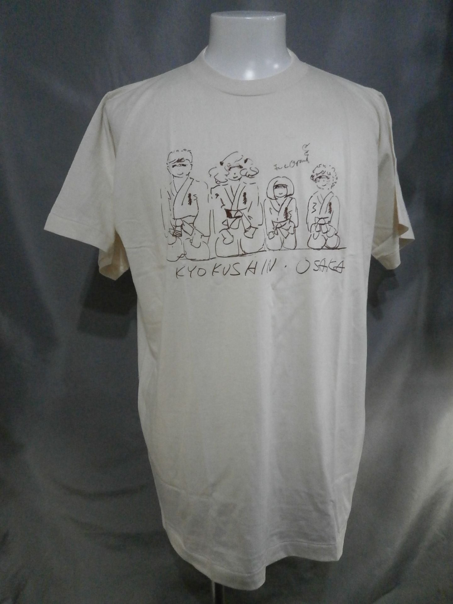 ★Mas Oyamaタグ付★ 極真大阪 当時モノ イラスト Tシャツ