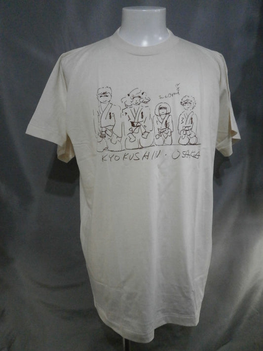 ★Mas Oyamaタグ付★ 極真大阪 当時モノ イラスト Tシャツ