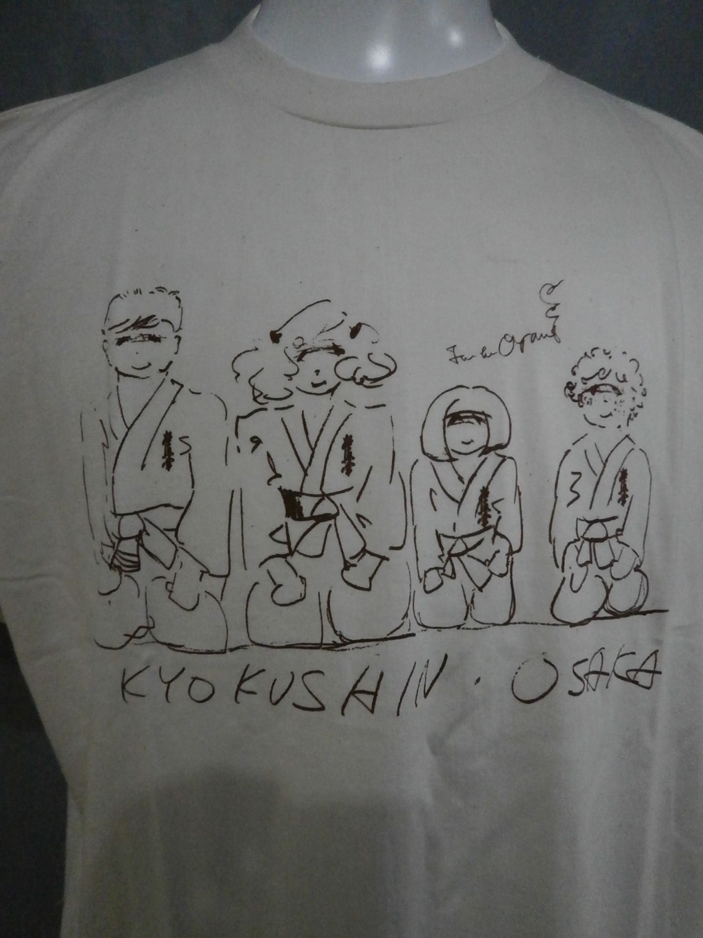 ★Mas Oyamaタグ付★ 極真大阪 当時モノ イラスト Tシャツ