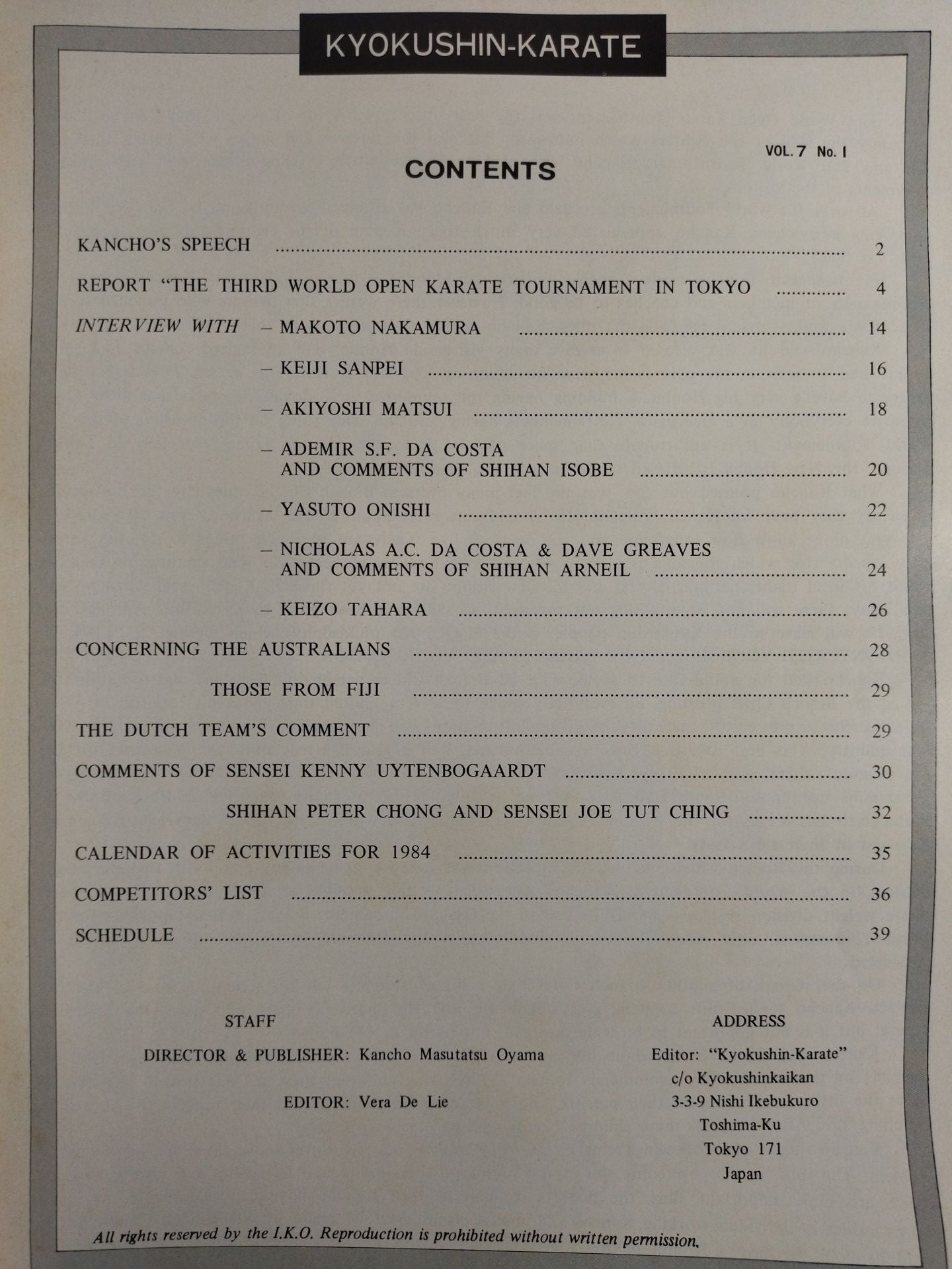 MAS OYAMA’S KYOKUSHIN-KARATE Vol.7 No.1