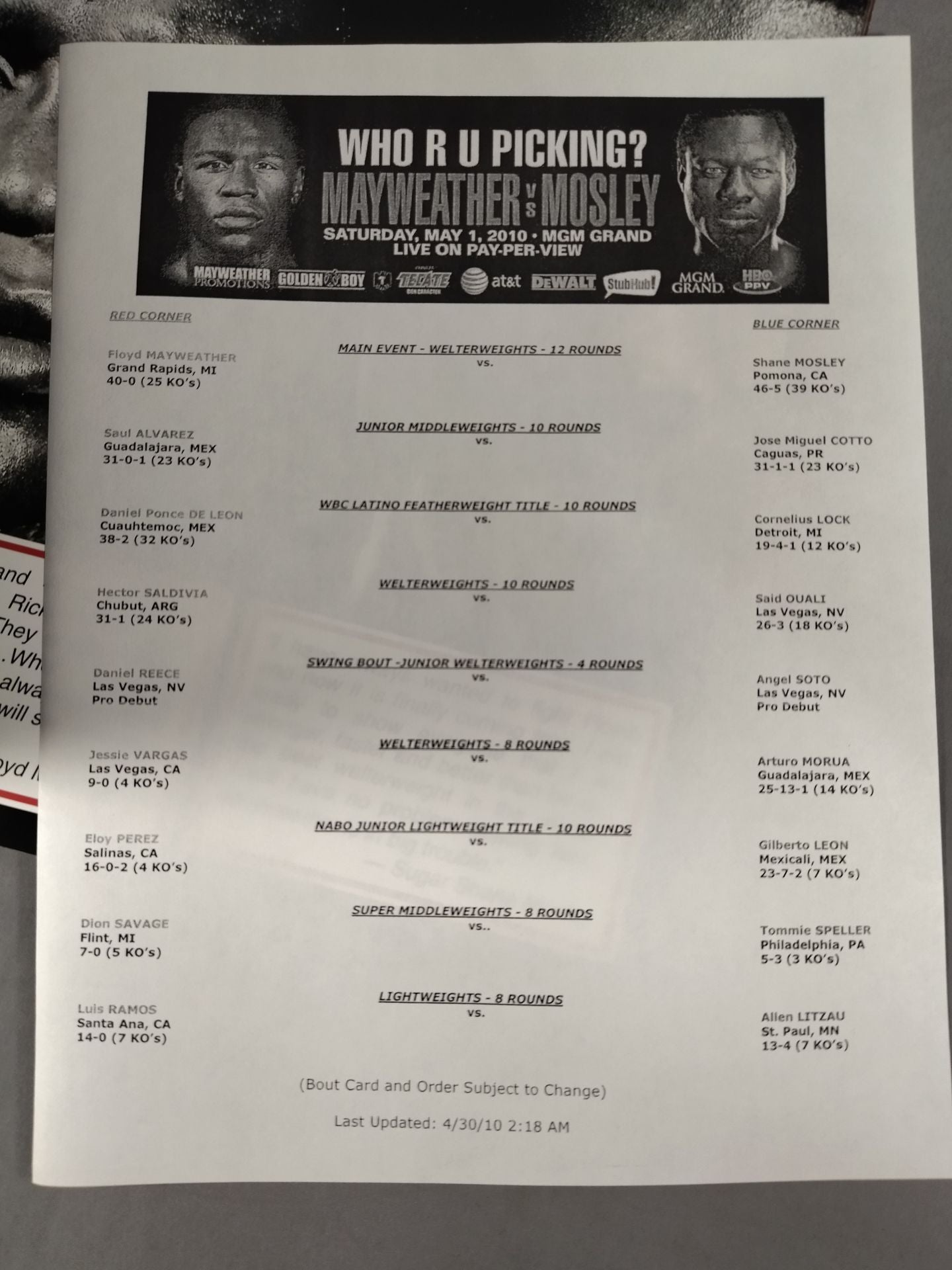 Floyd Mayweather Jr. vs Shane Moseley