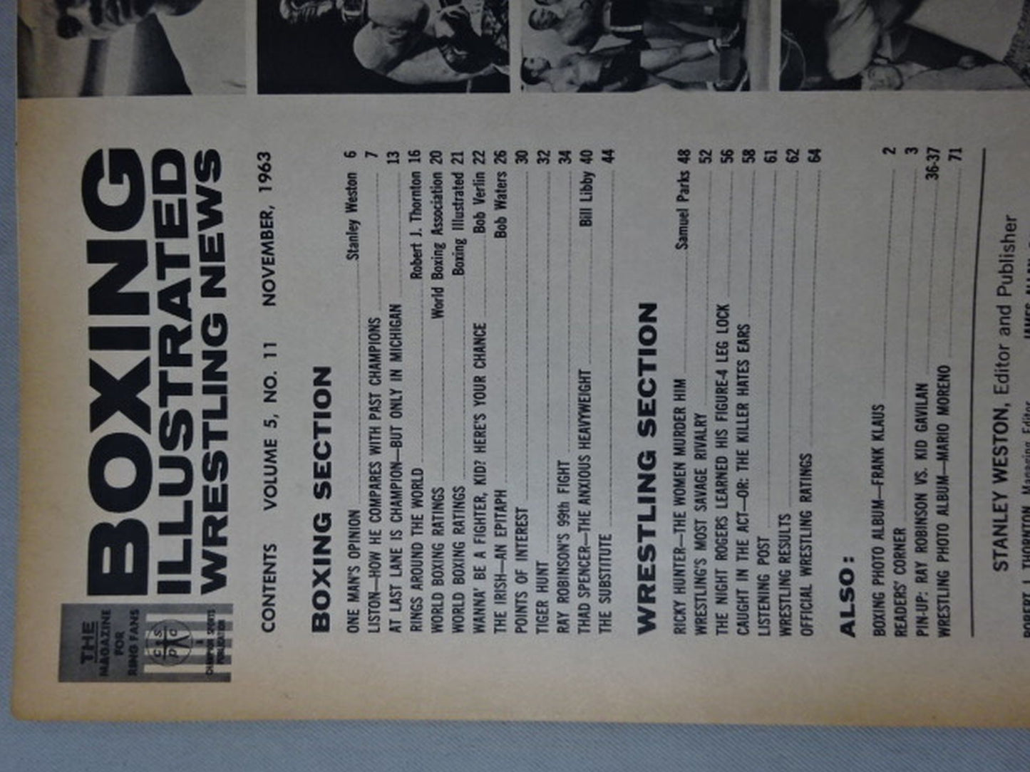BOXING ILLUSTRATED Wrestling NEWS November 1963