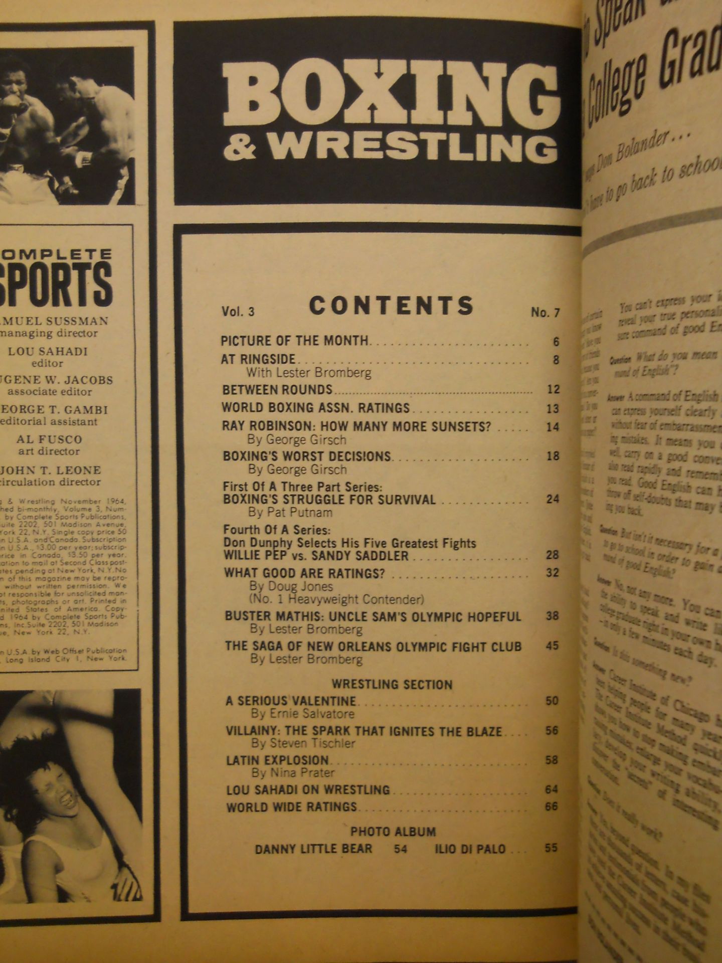 BOXING AND WRESTLING 1964年11月号