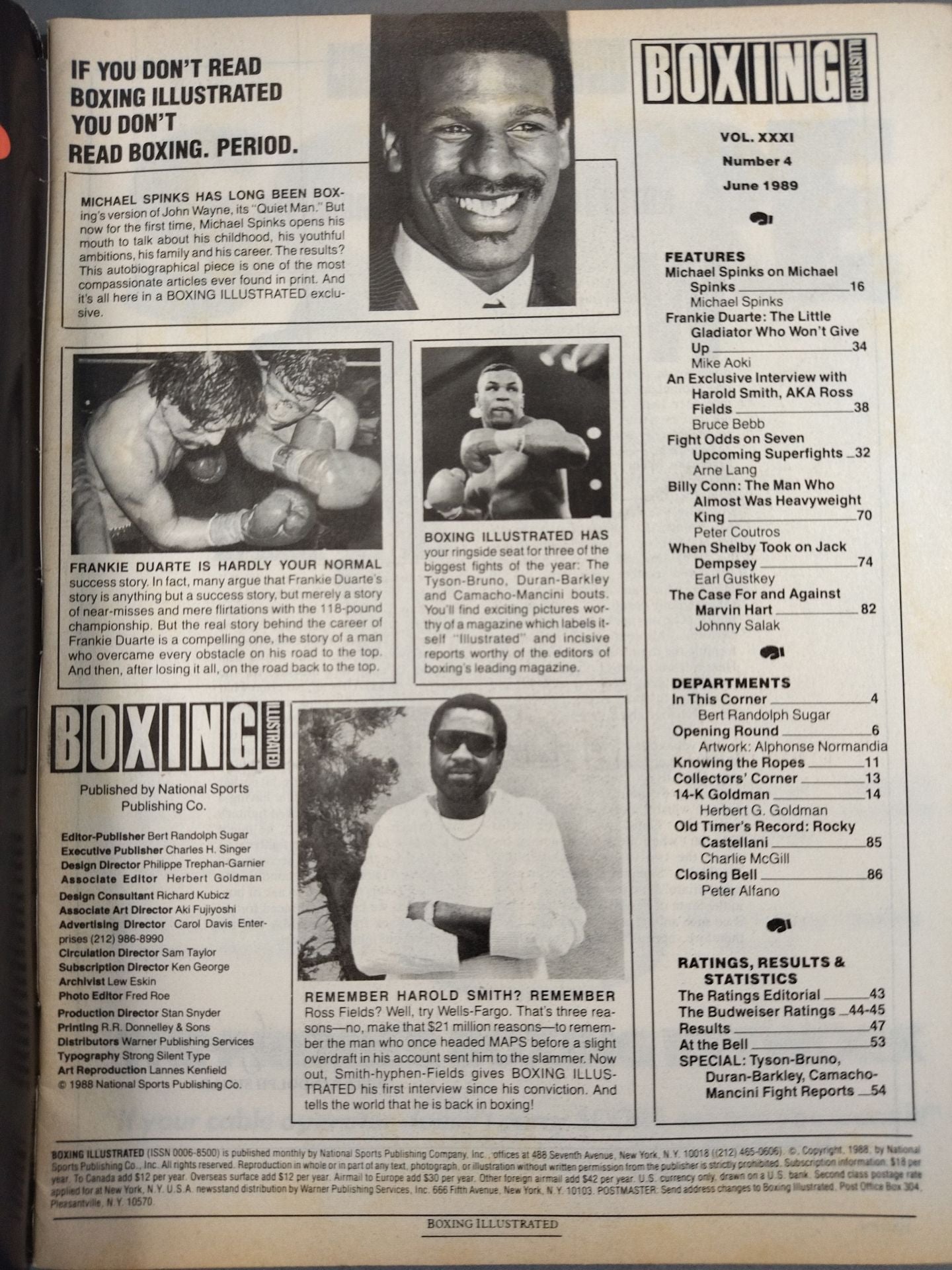 BOXING ILLUSTRATED JUNE 1989 ISSUE