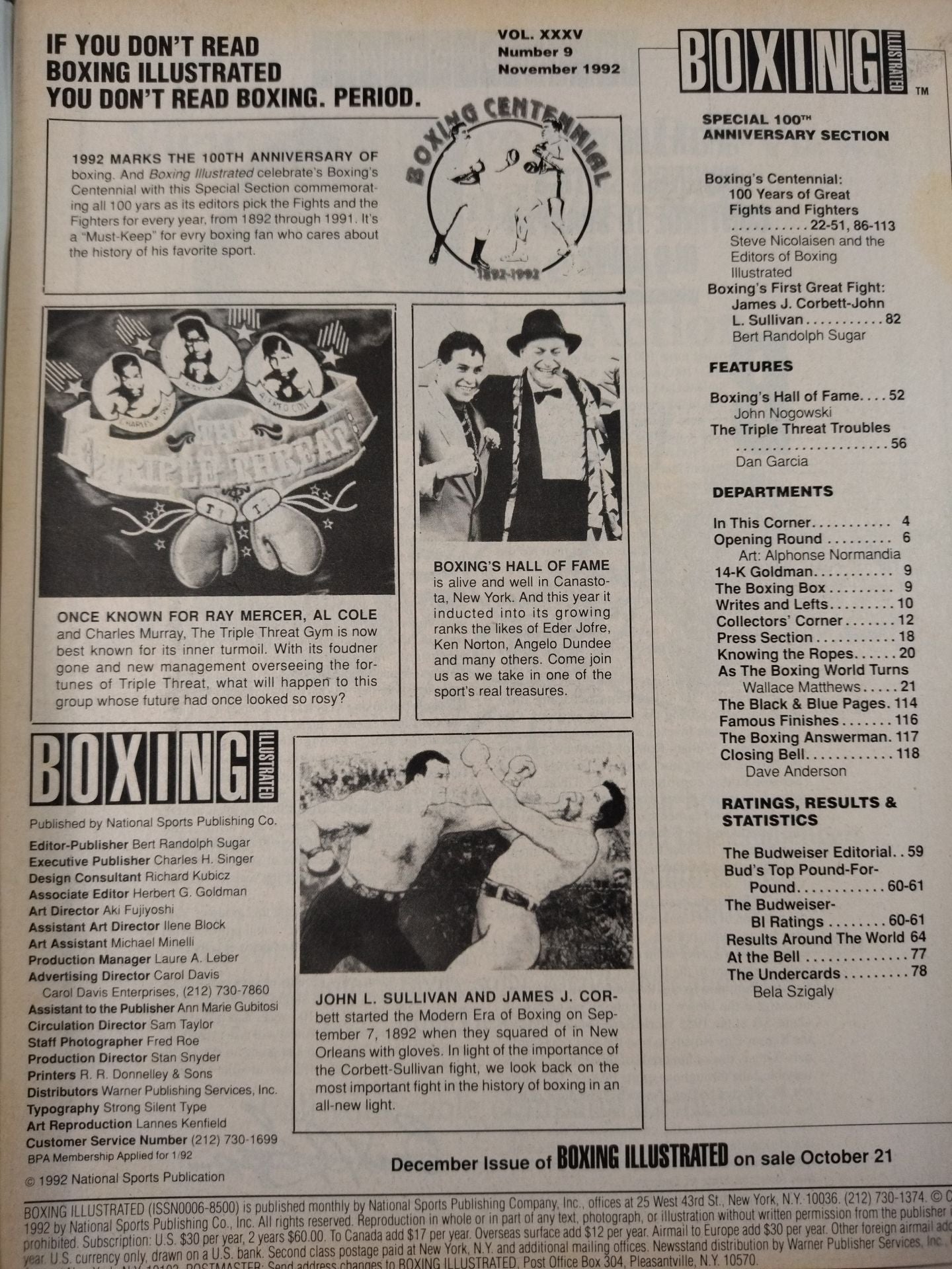 BOXING ILLUSTRATED NOVEMBER 1992