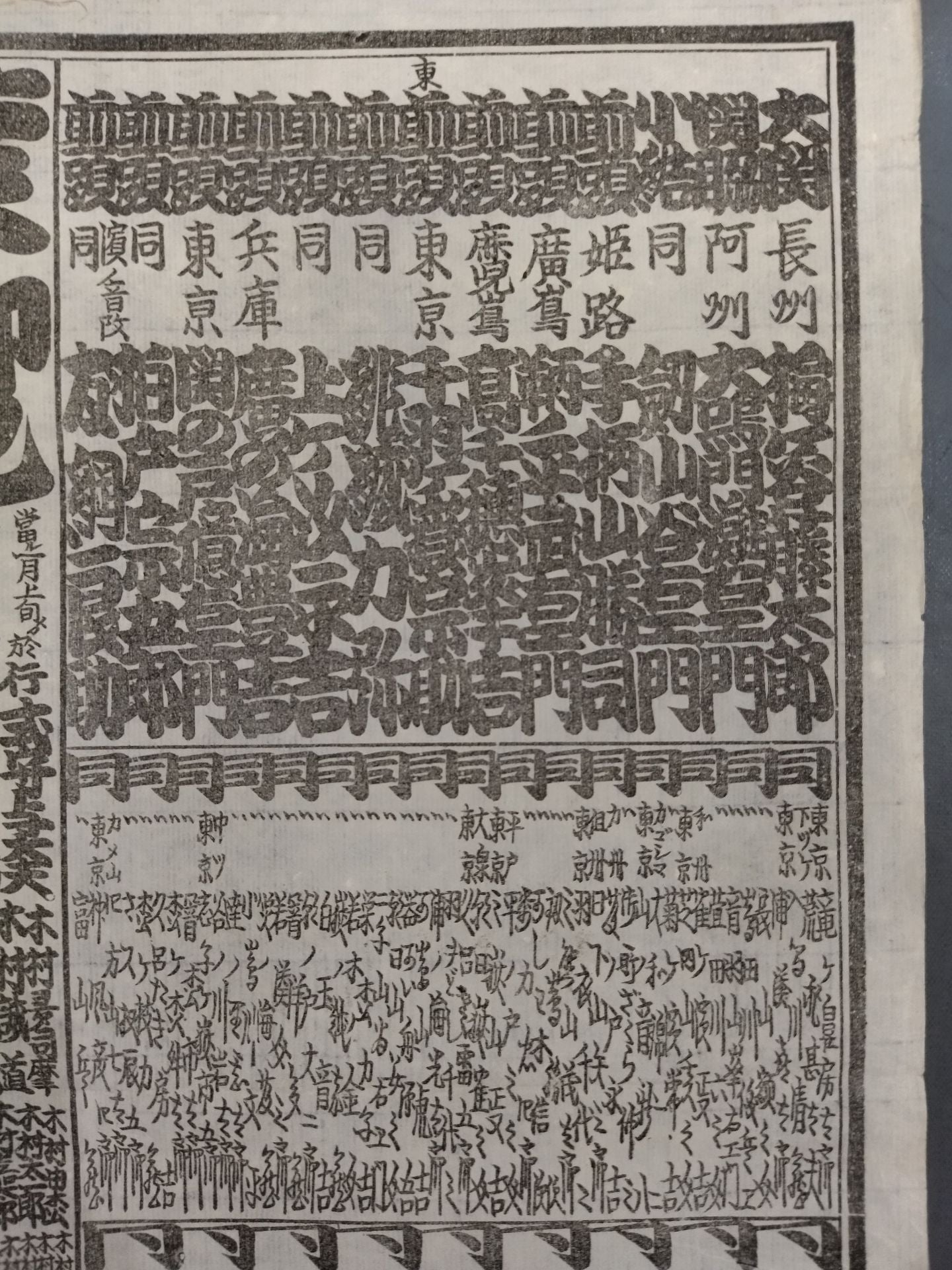Meiji 17 January Location Numbering Table