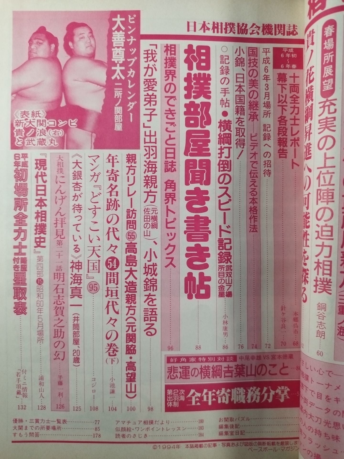 相撲 1994年3月号