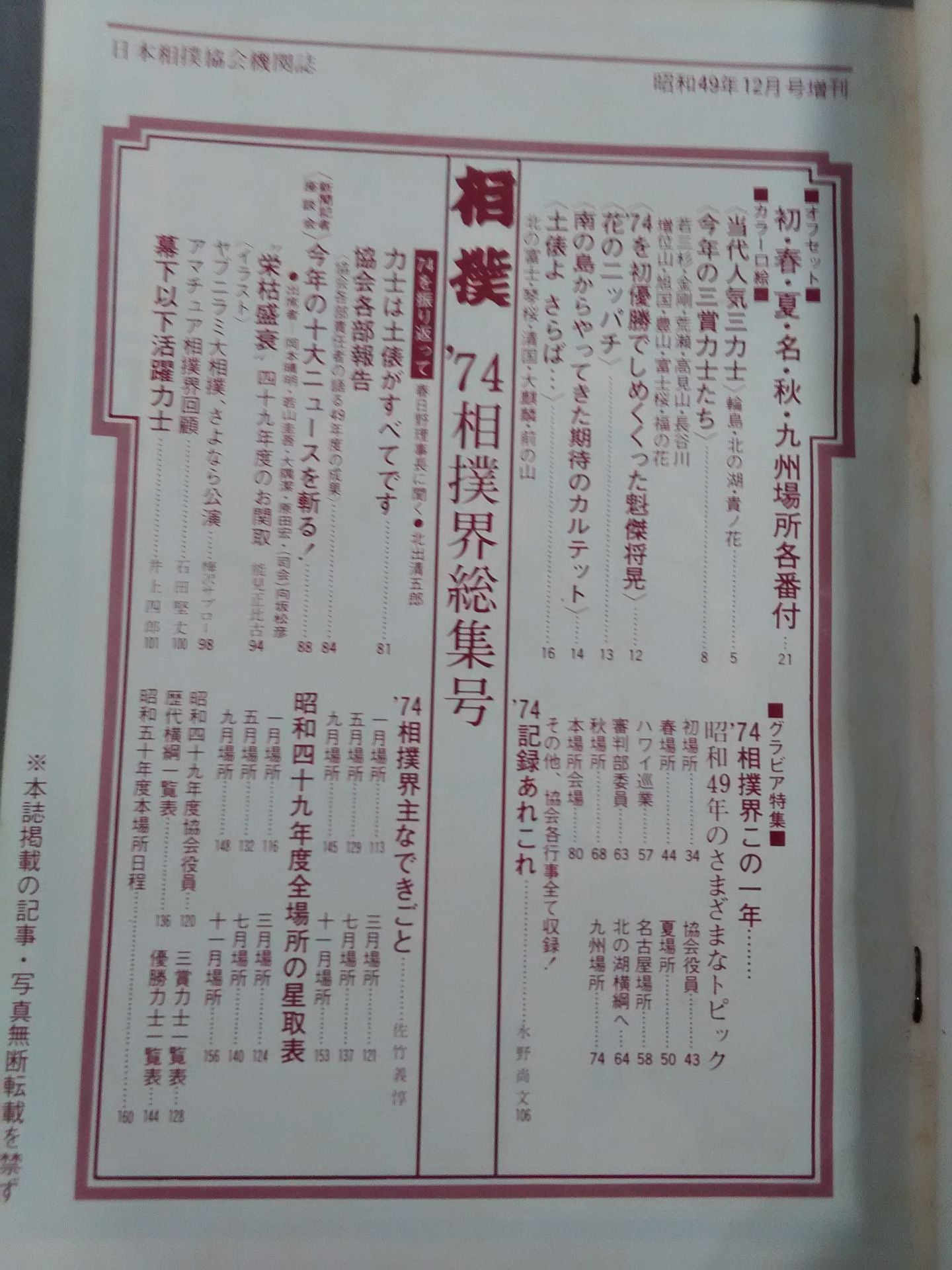 相撲 1974年12月臨時増刊号
