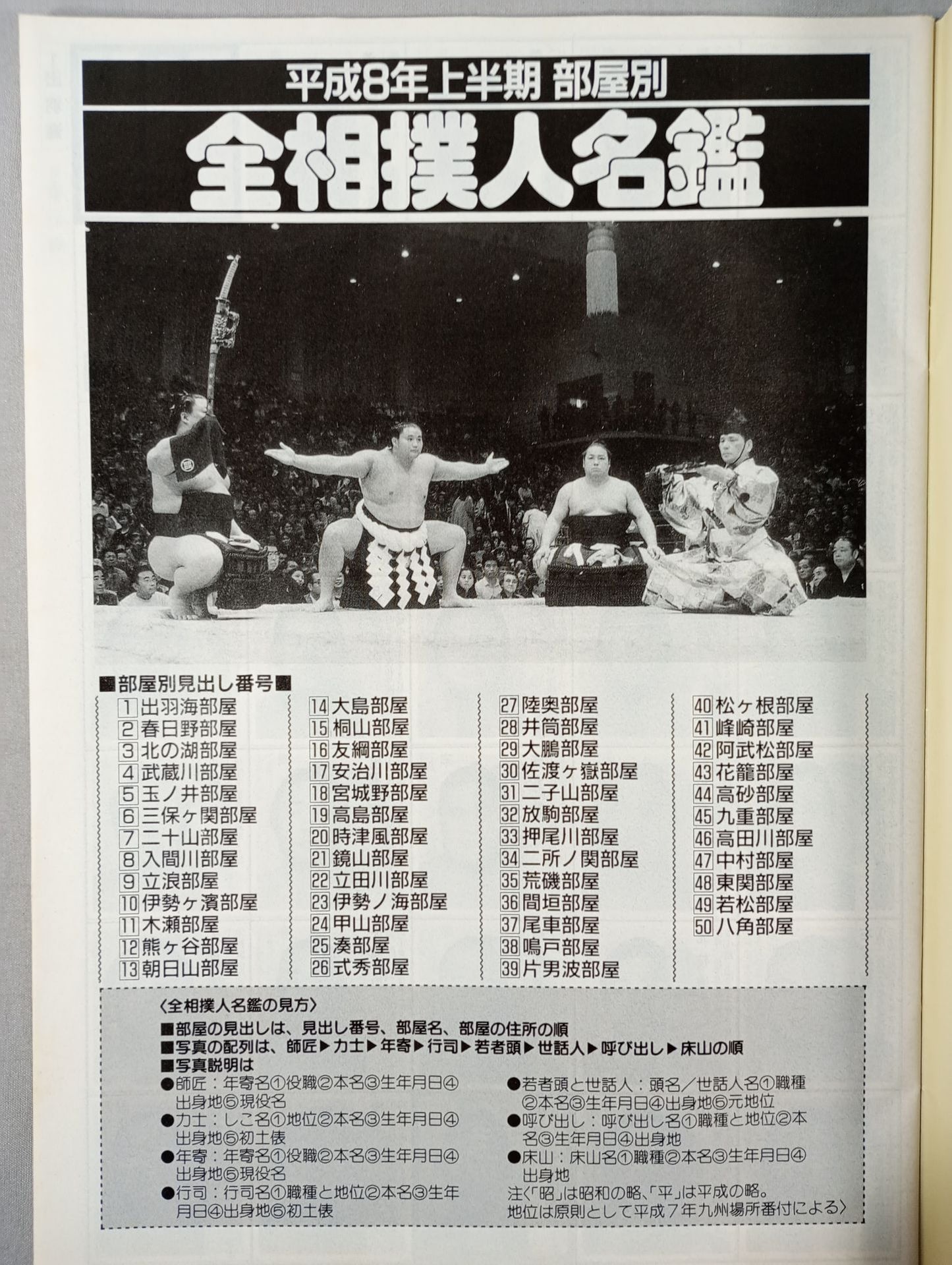 別冊NHKウイークリーSTERA 平成8年上半期 部屋別 全相撲人名鑑