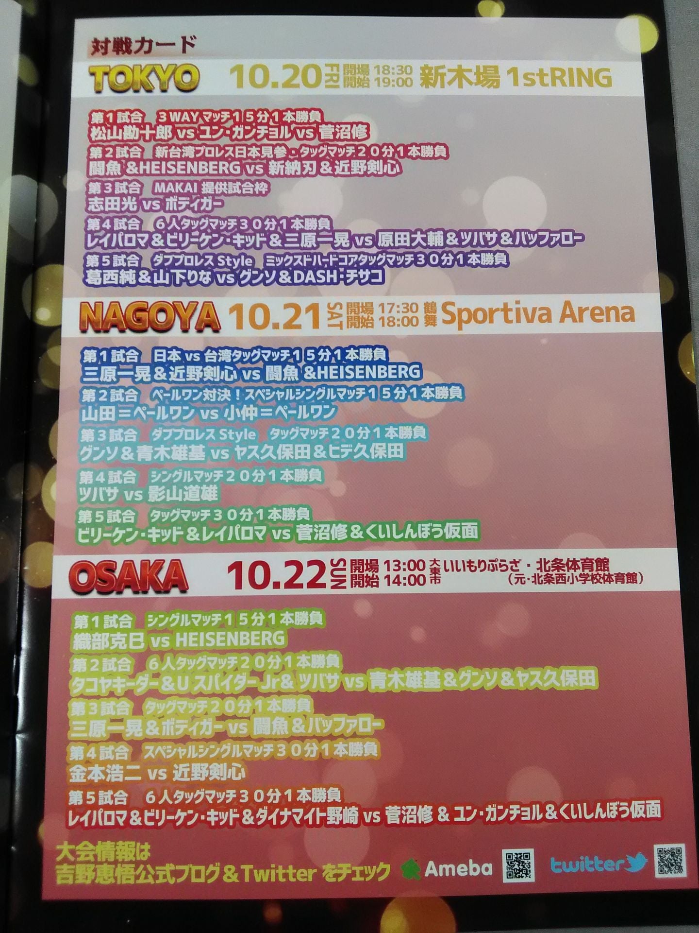 吉野恵悟 レフェリー10周年芸能生活15周年記念興行東名阪ツアー 大会記念パンフレット