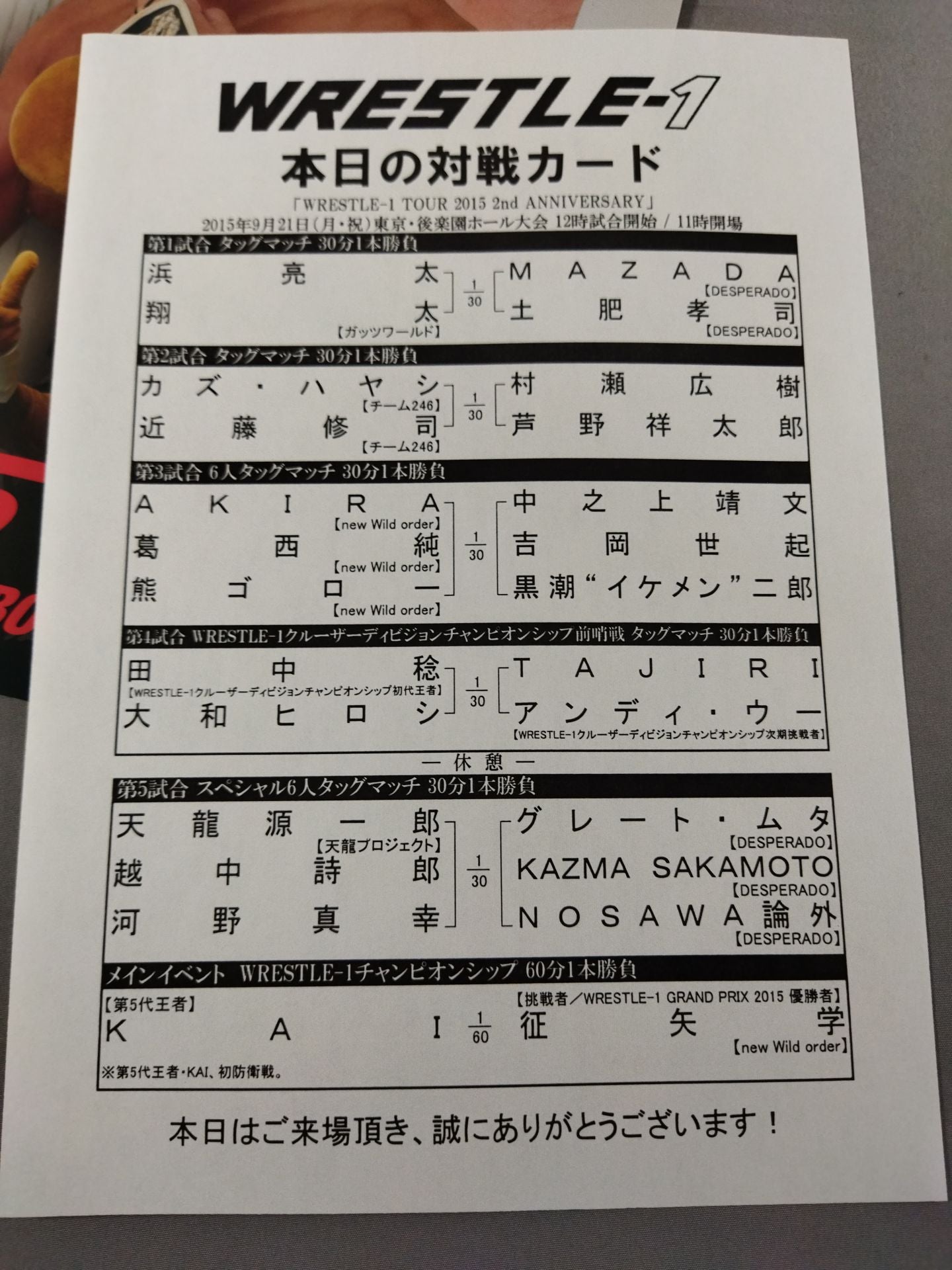 WRESTLE-1 OFFICIAL GUIDE BOOK 2015 No.4