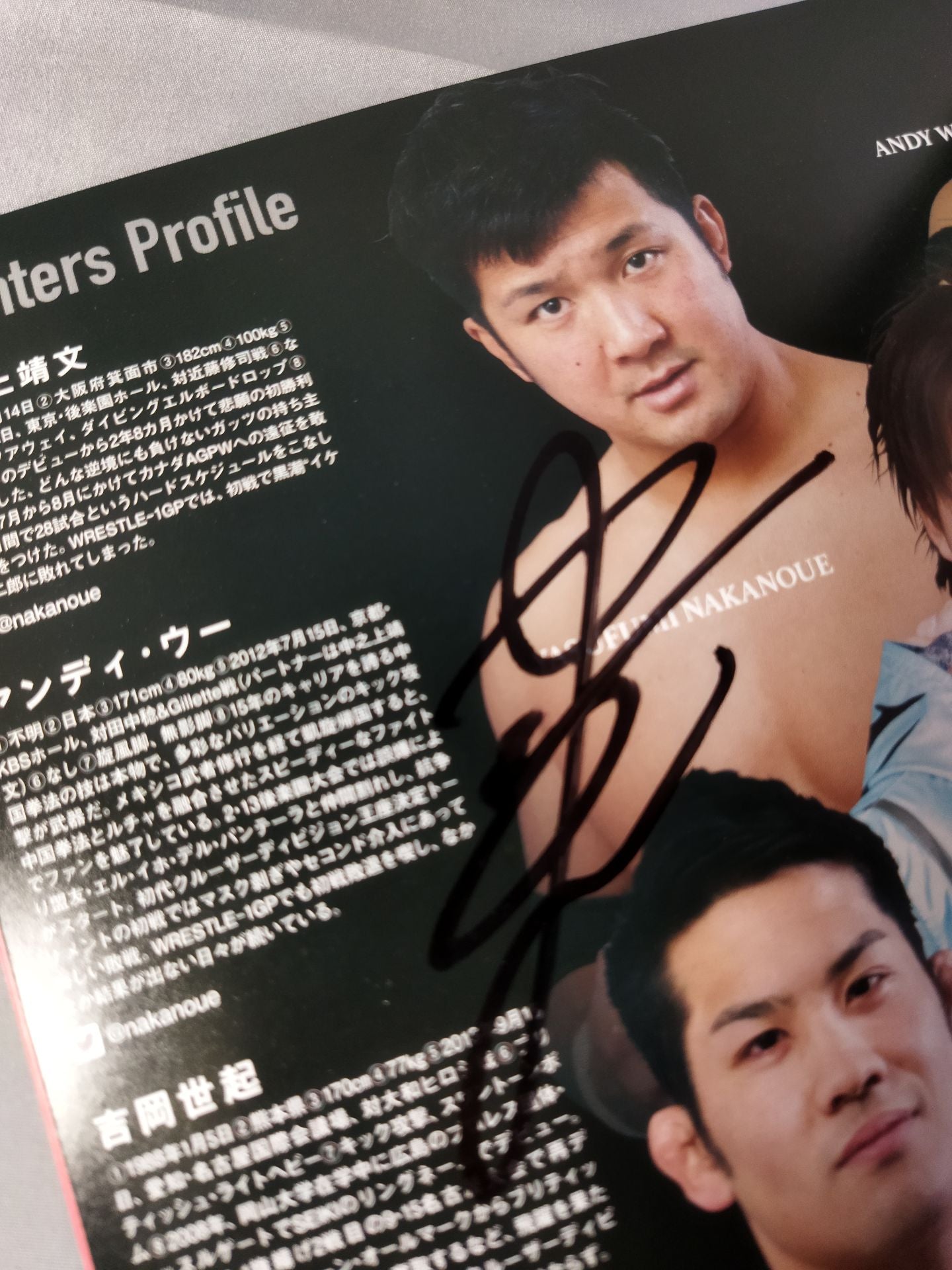 【中之上靖文 直筆サイン入り】WRESTLE-1 OFFICIAL GUIDE BOOK 2015 No.4