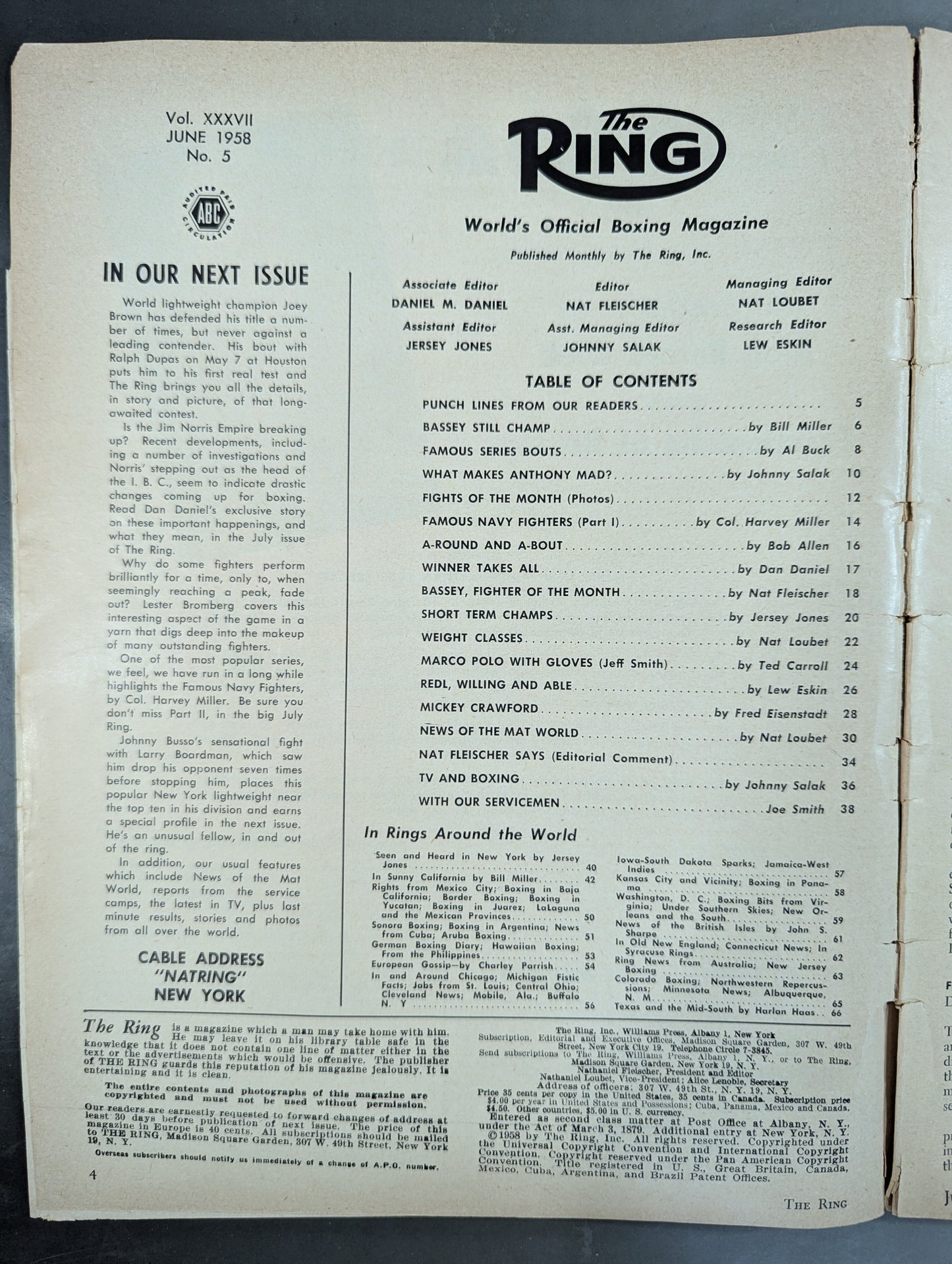 The RING June 1958 issue