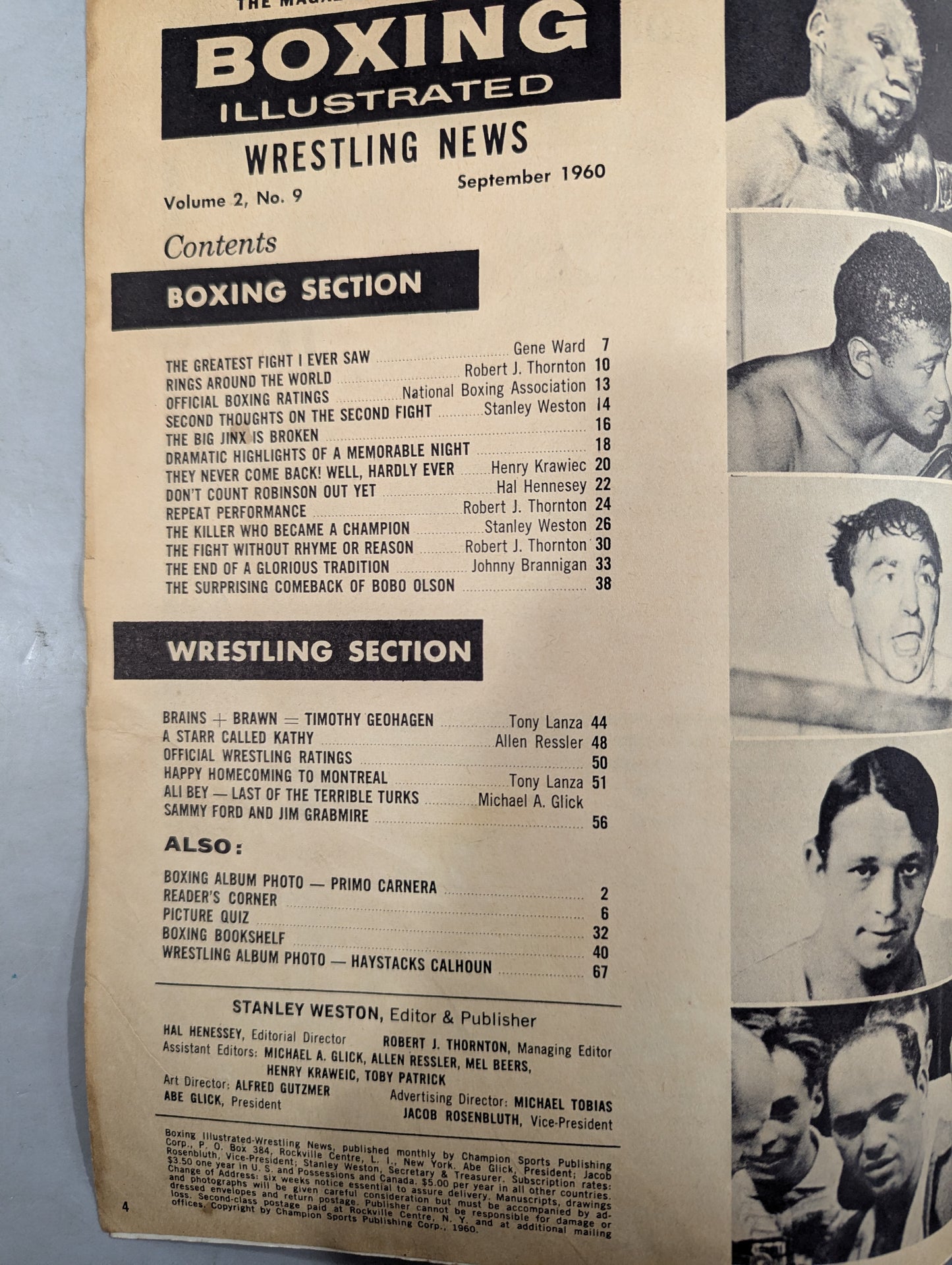 BOXING ILLUSTRATED Wrestling NEWS 1960-09
