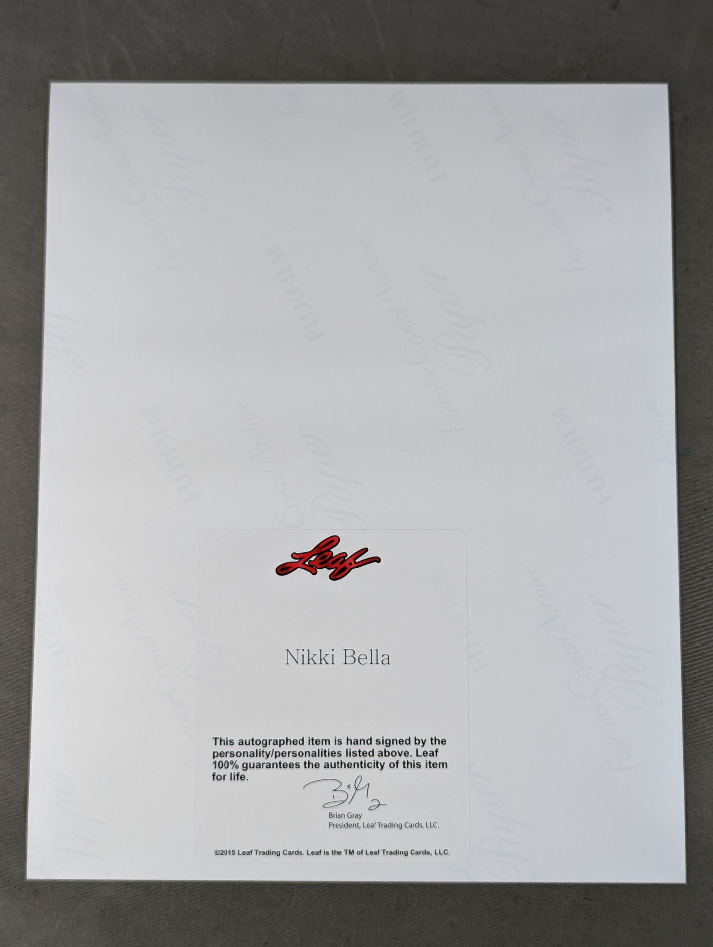 ★2015 LEAF WRESTLING SIGNED PHOTO EDITION★ ニッキー・ベラ 直筆サイン入り ポートレート