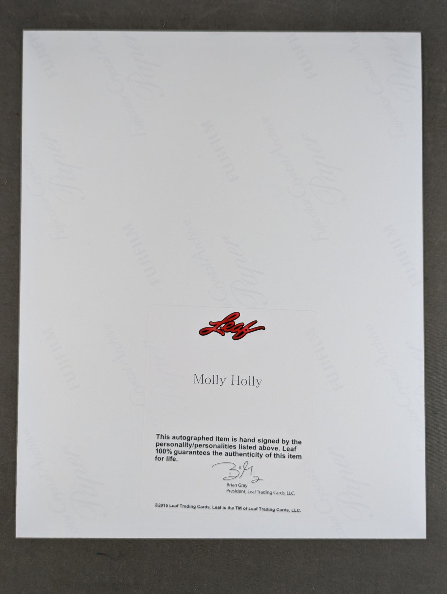 ★2015 LEAF WRESTLING SIGNED PHOTO EDITION★ モーリー・ホーリー 直筆サイン入りポートレート