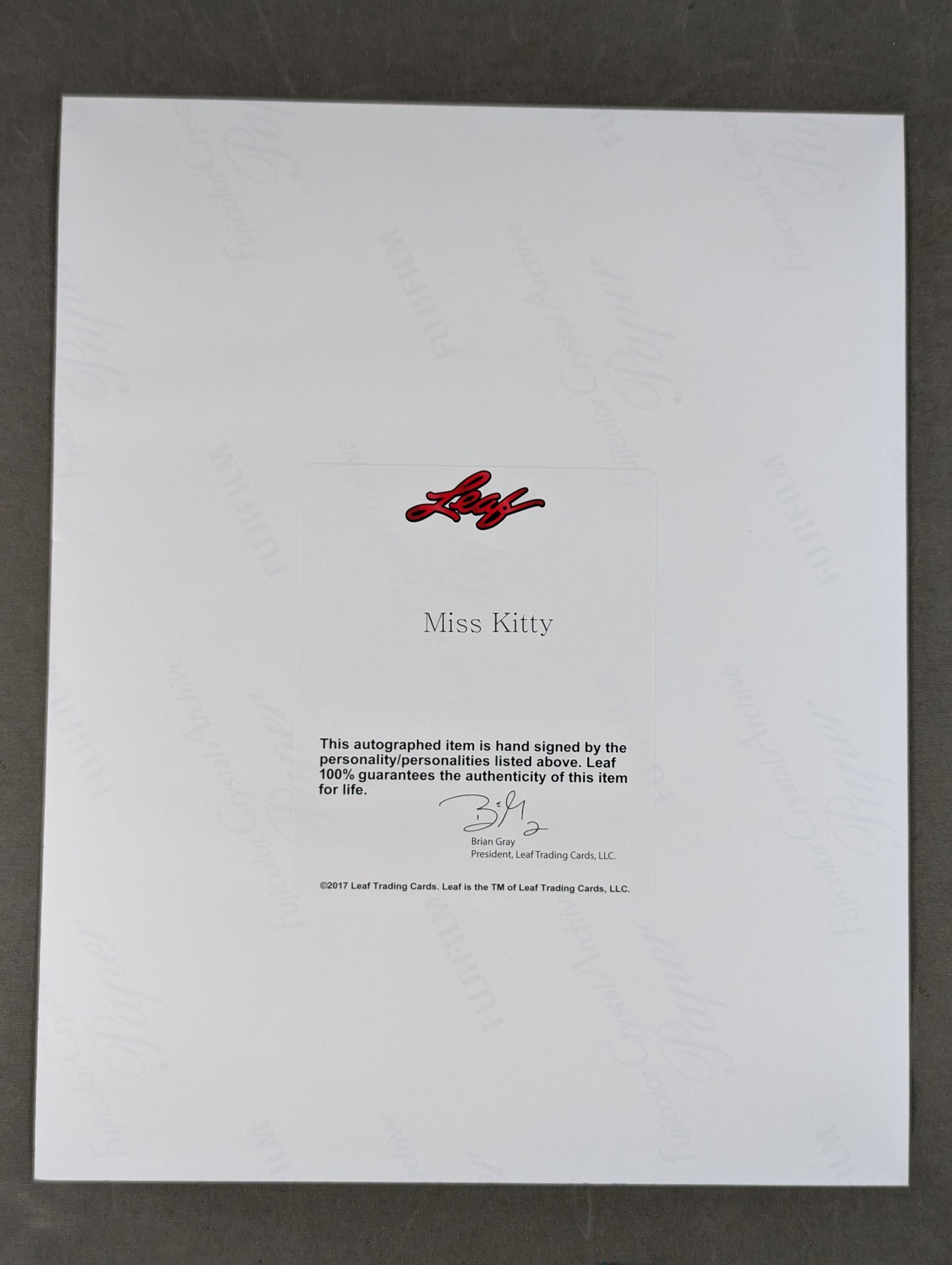 ★2017 LEAF WRESTLING SIGNED PHOTO EDITION★ ミス・キティ 直筆サイン入り ポートレート