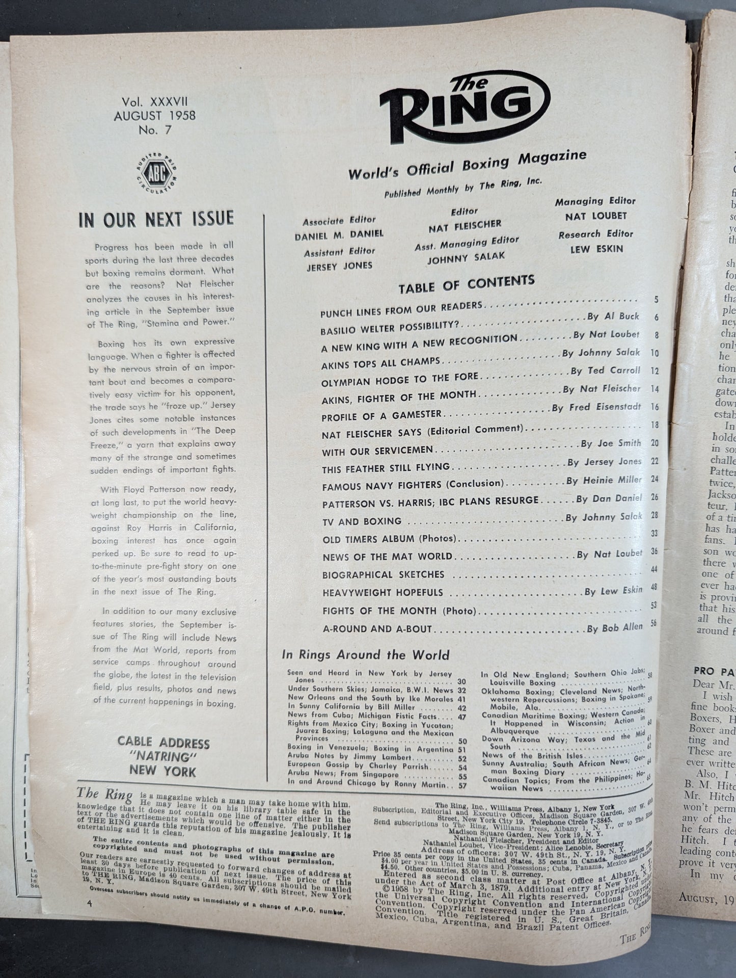 The RING August 1958 issue