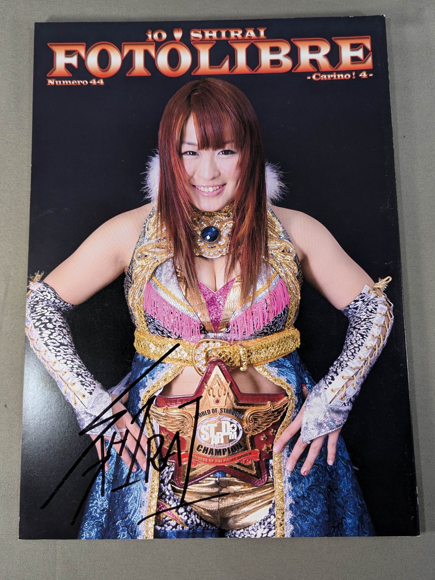 [Io Shirai (Iyo Sky) hand signed autograph 】FOTOLIBRE de Mascara Numero.44