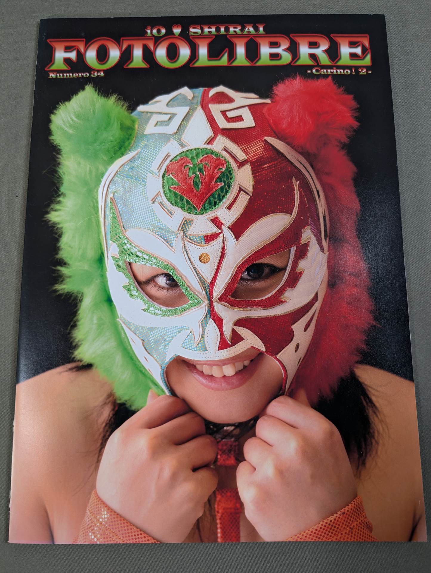 [Io Shirai (Iyo Sky) hand signed autograph 】FOTOLIBRE de Mascara Numero.34