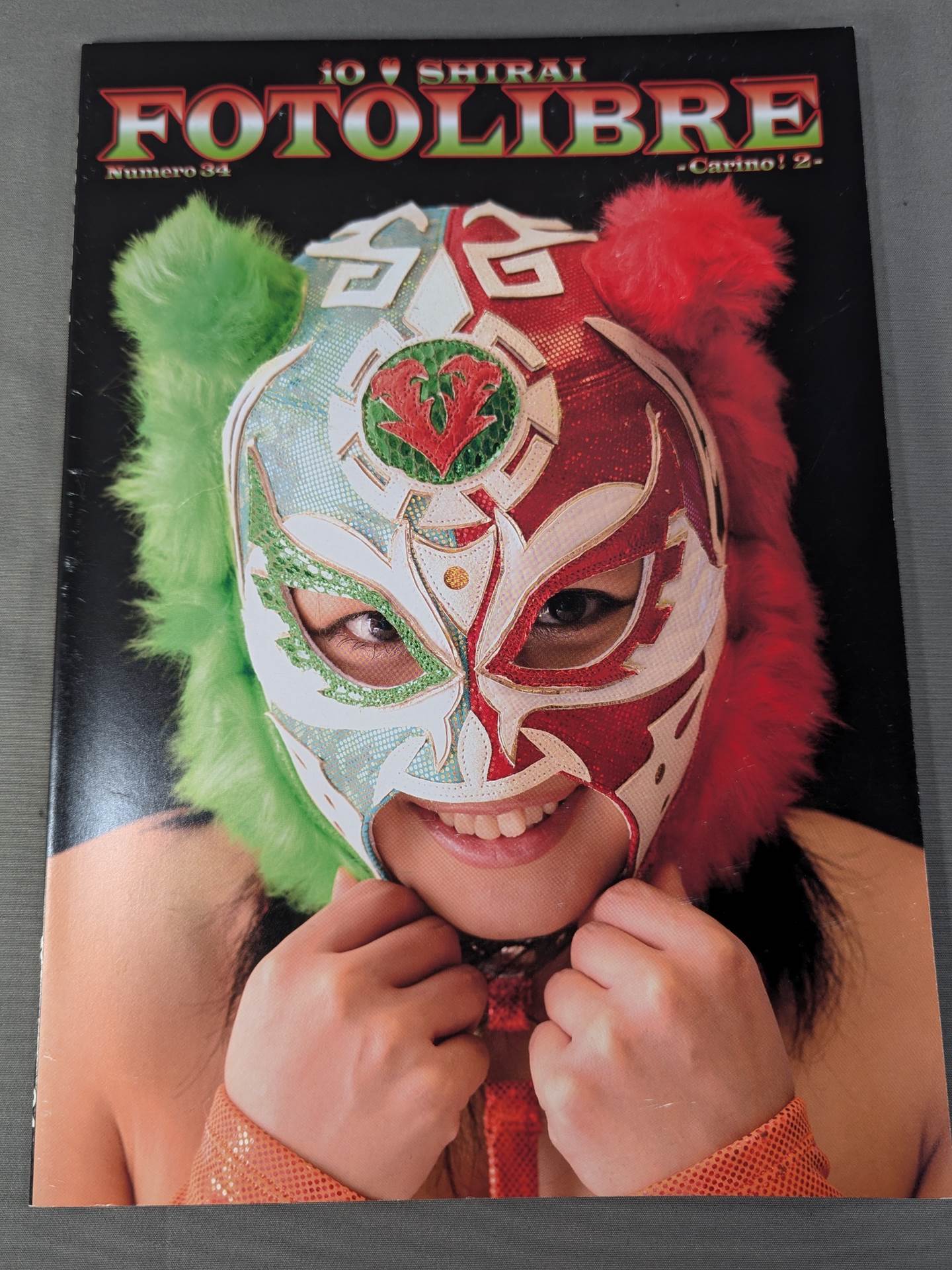 [Io Shirai (Iyo Sky) hand signed autograph 】FOTOLIBRE de Mascara Numero.34