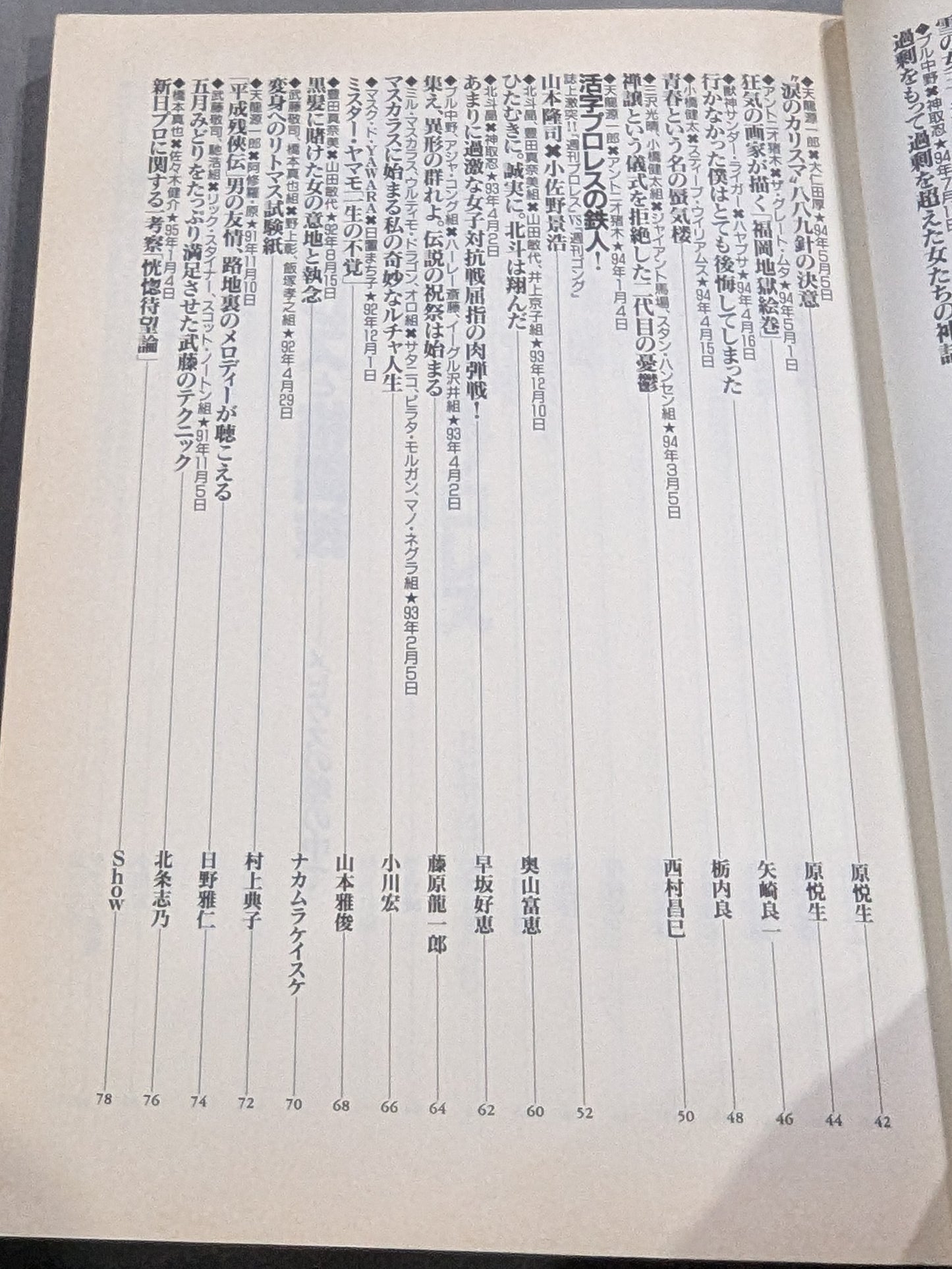 別冊宝島222 平成プロレス名勝負! 奇跡の名勝負100本