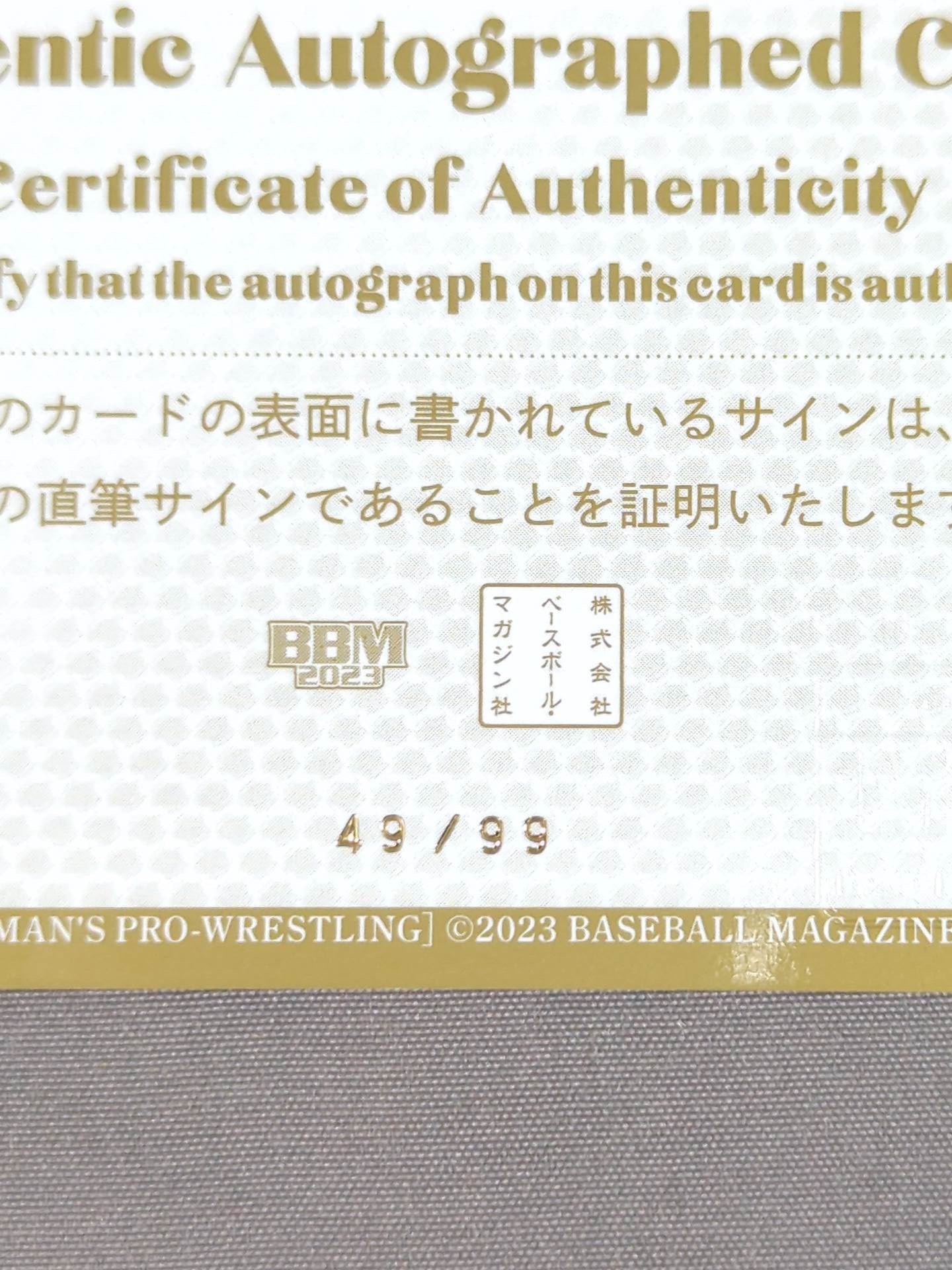 2023 BBM 夏実もち 公式サインカード