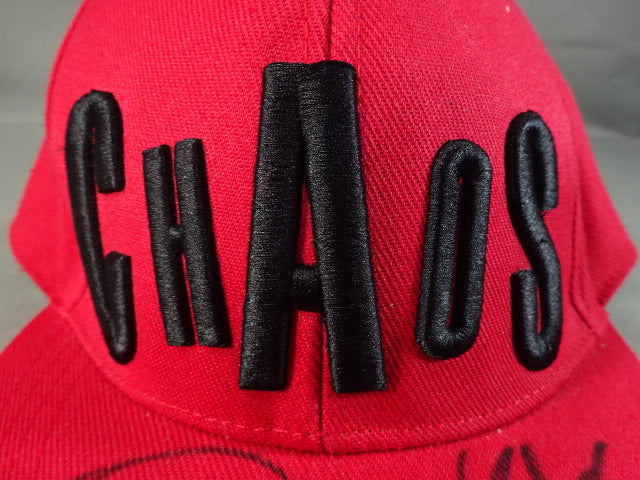 ★後藤洋央紀&バレッタ 直筆サイン入り★ CHAOS フラットブリムキャップ(レッド×ブラック)