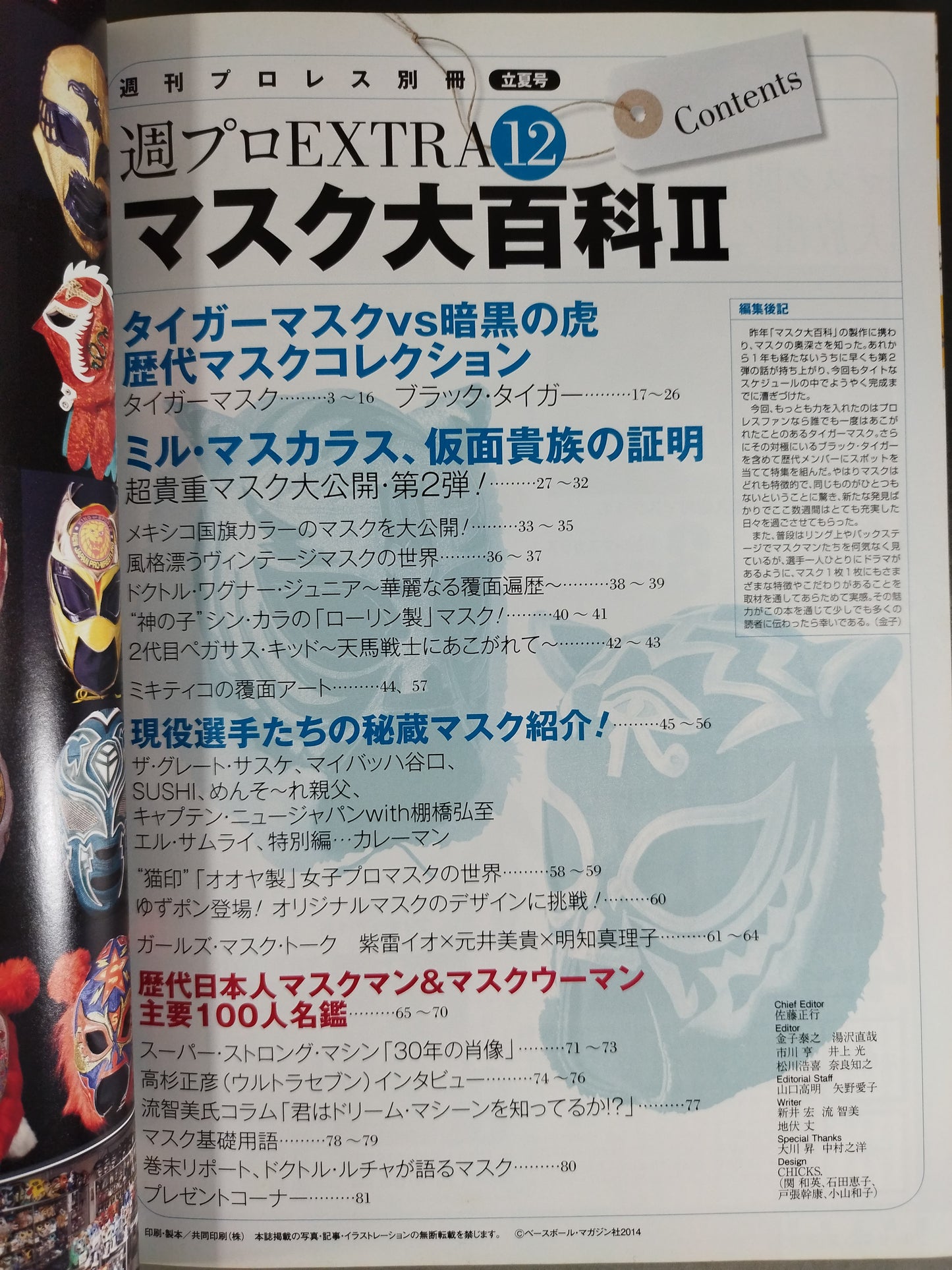 Weekly Pro Wrestling Appendix 111 Mask Encyclopedia II. Tiger Mask vs Tiger in the Dark: Mask Collection