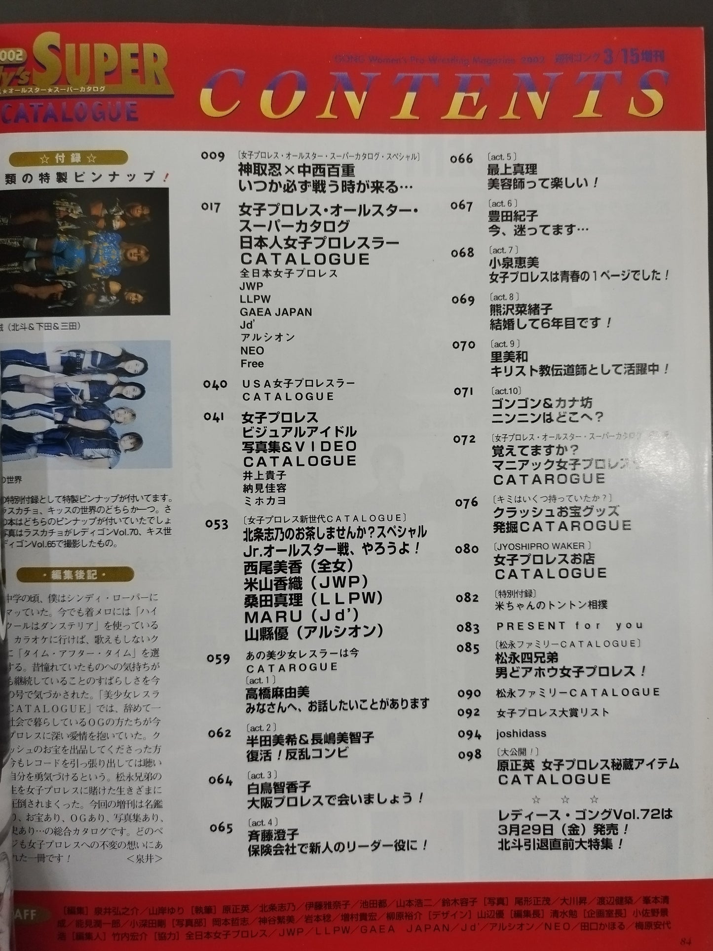 2002 Women's Pro Wrestling ★ All-Star★ Super Catalog