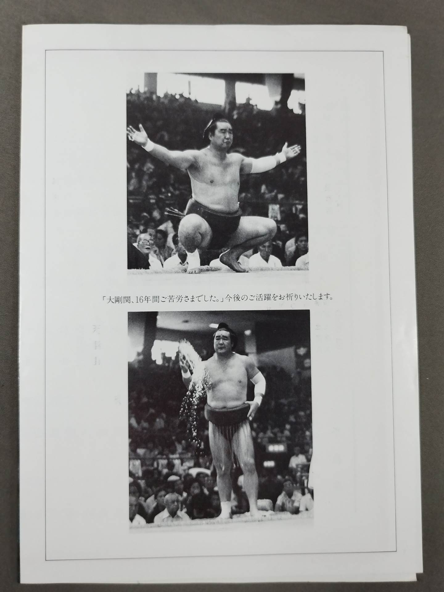 Daigo Retirement, Naruto Raida Showcase Sumo List of Matches