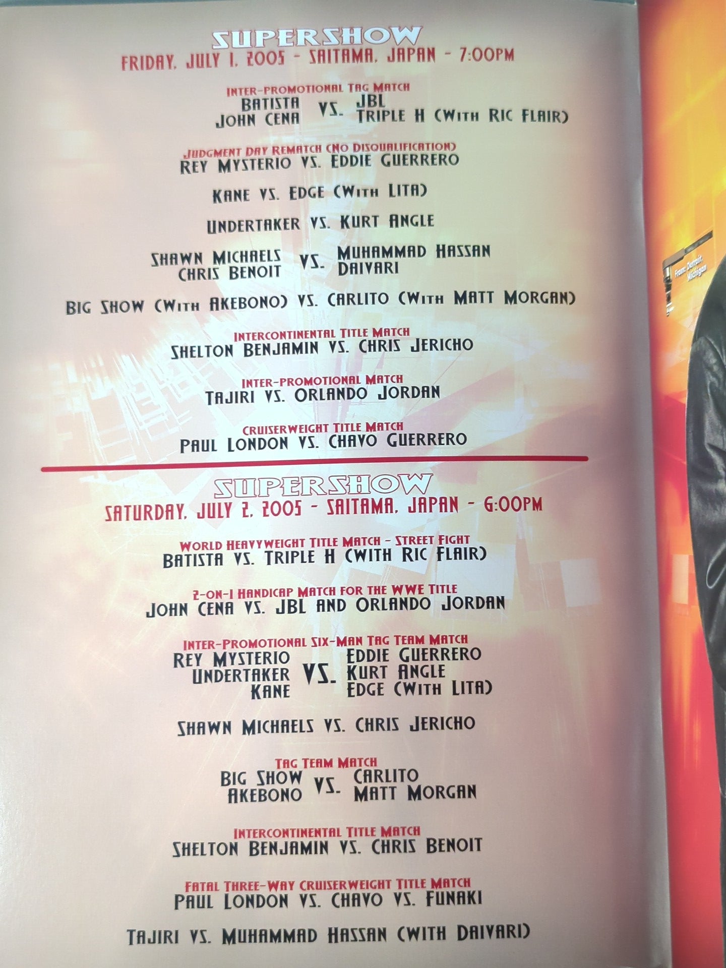 WWE SUPERSHOW OFFICIAL SOUVENIR PROGRAM 2005