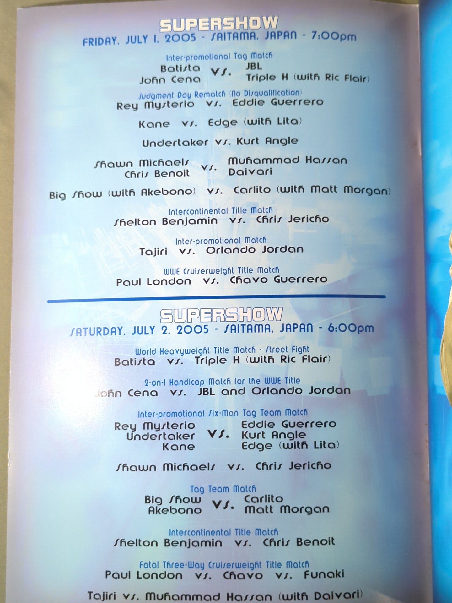 WWE SUPERSHOW OFFICIAL SOUVENIR PROGRAM 2005