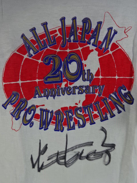 【Giant Baba hand signed autograph 】ALL JAPAN PRO. Wrestling 20th Anniversary T-shirt