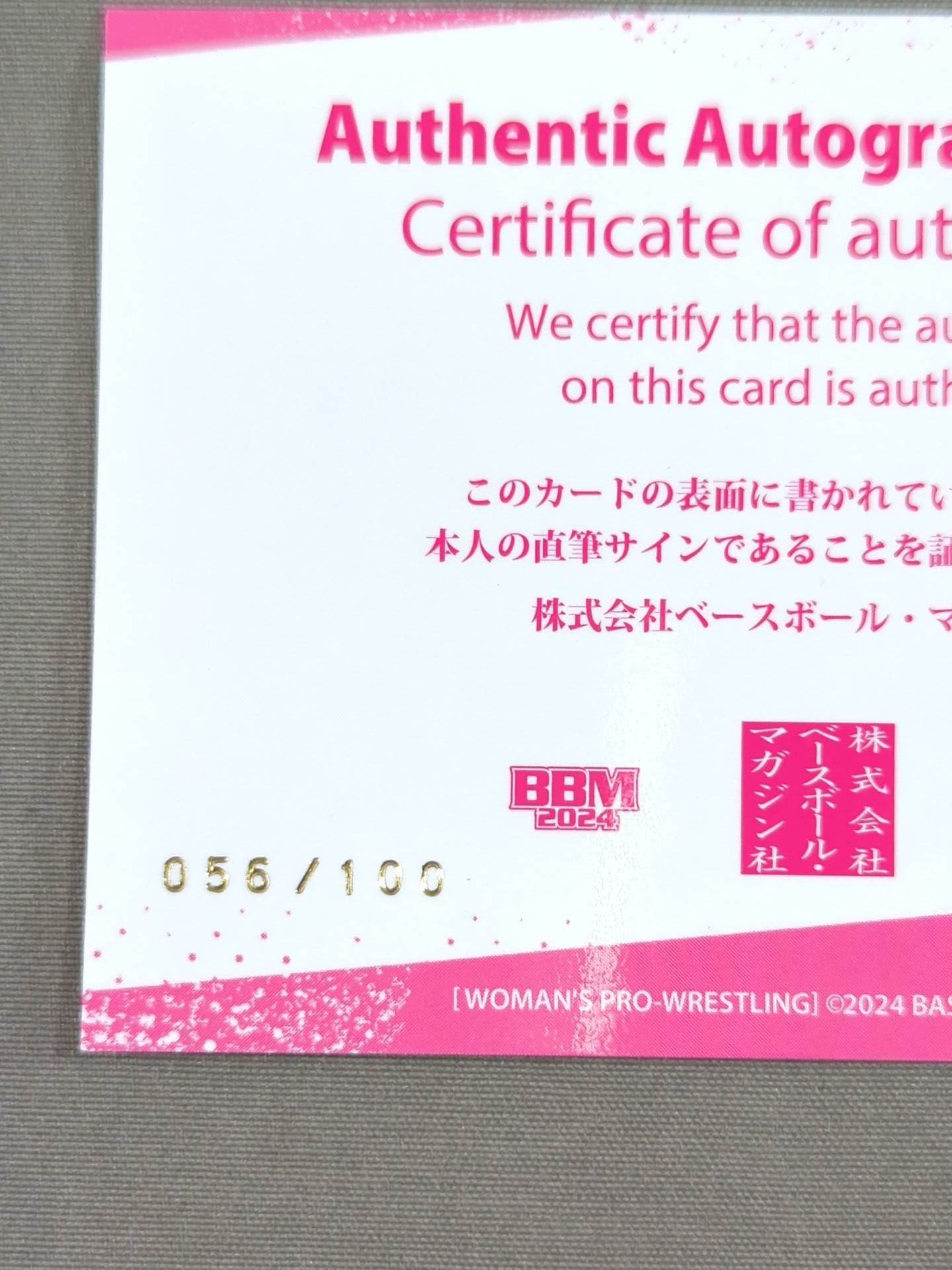 2024 BBM Hikaru Shida Official autographed card