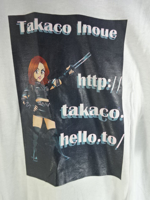 【hand signed autograph】 Takako Inoue Illustration T-shirt (1) (White)