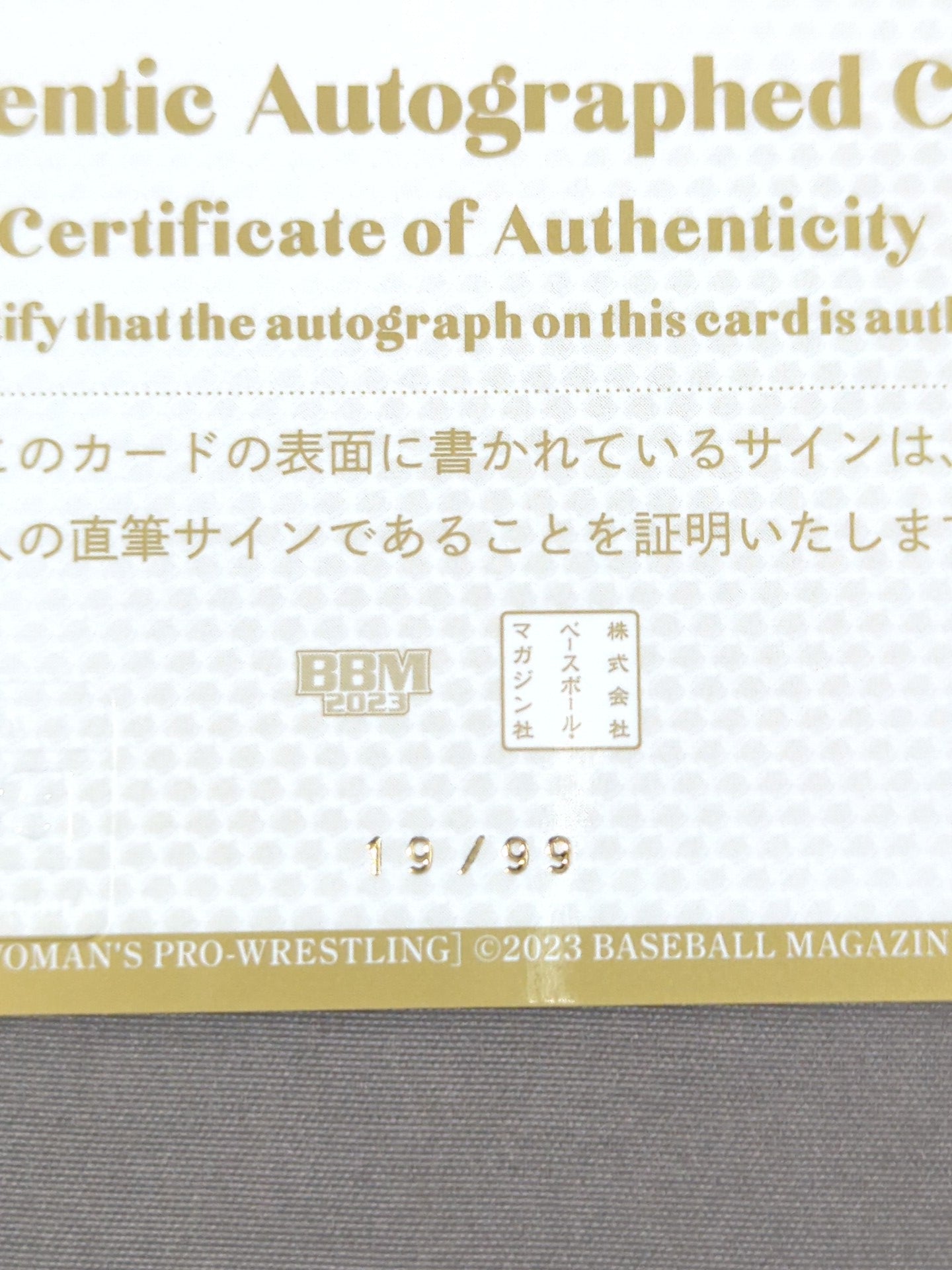 2023 BBM Maria 公式サインカード