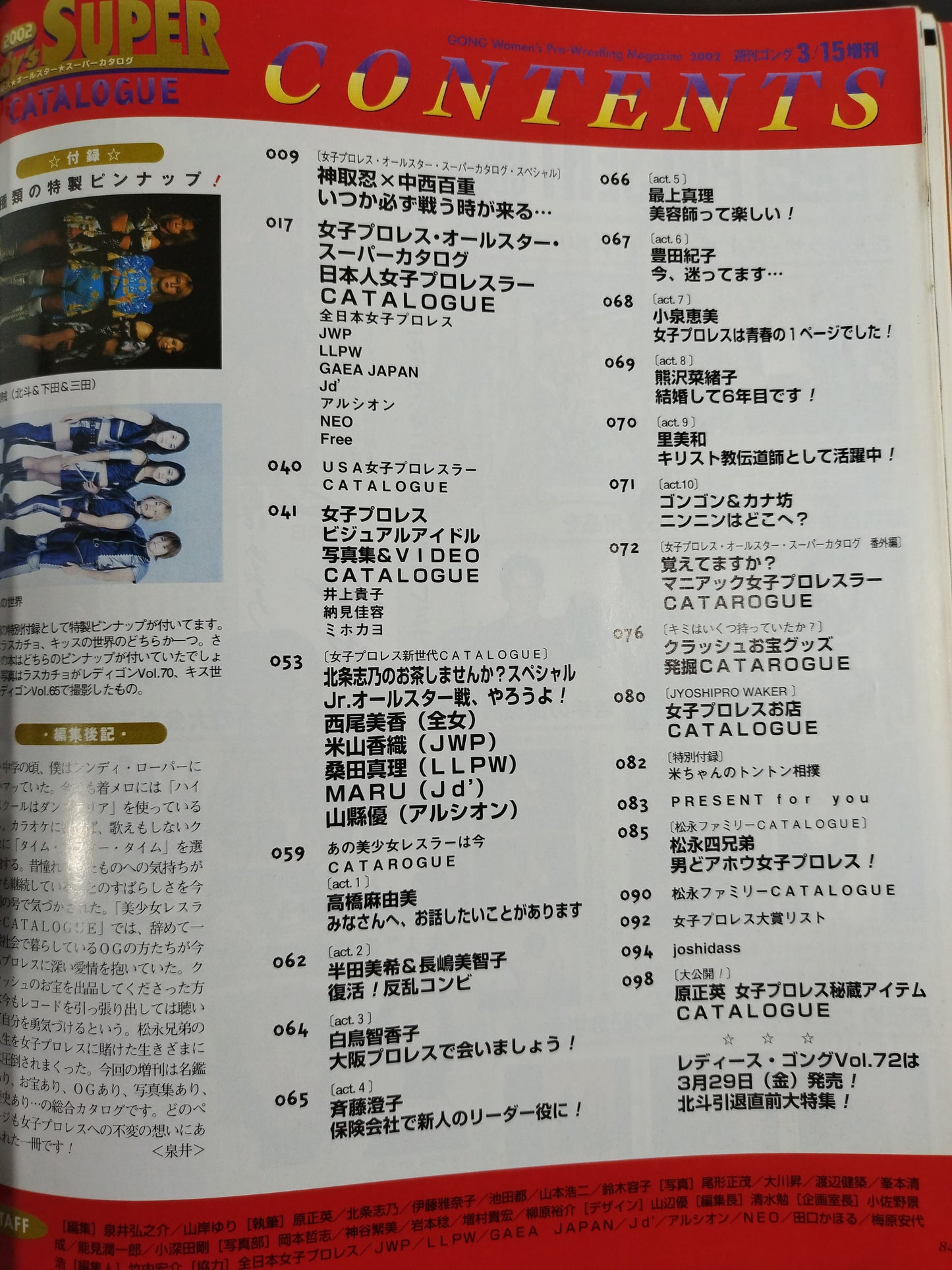 2002 Women's Pro Wrestling ★ All-Star★ Super Catalog