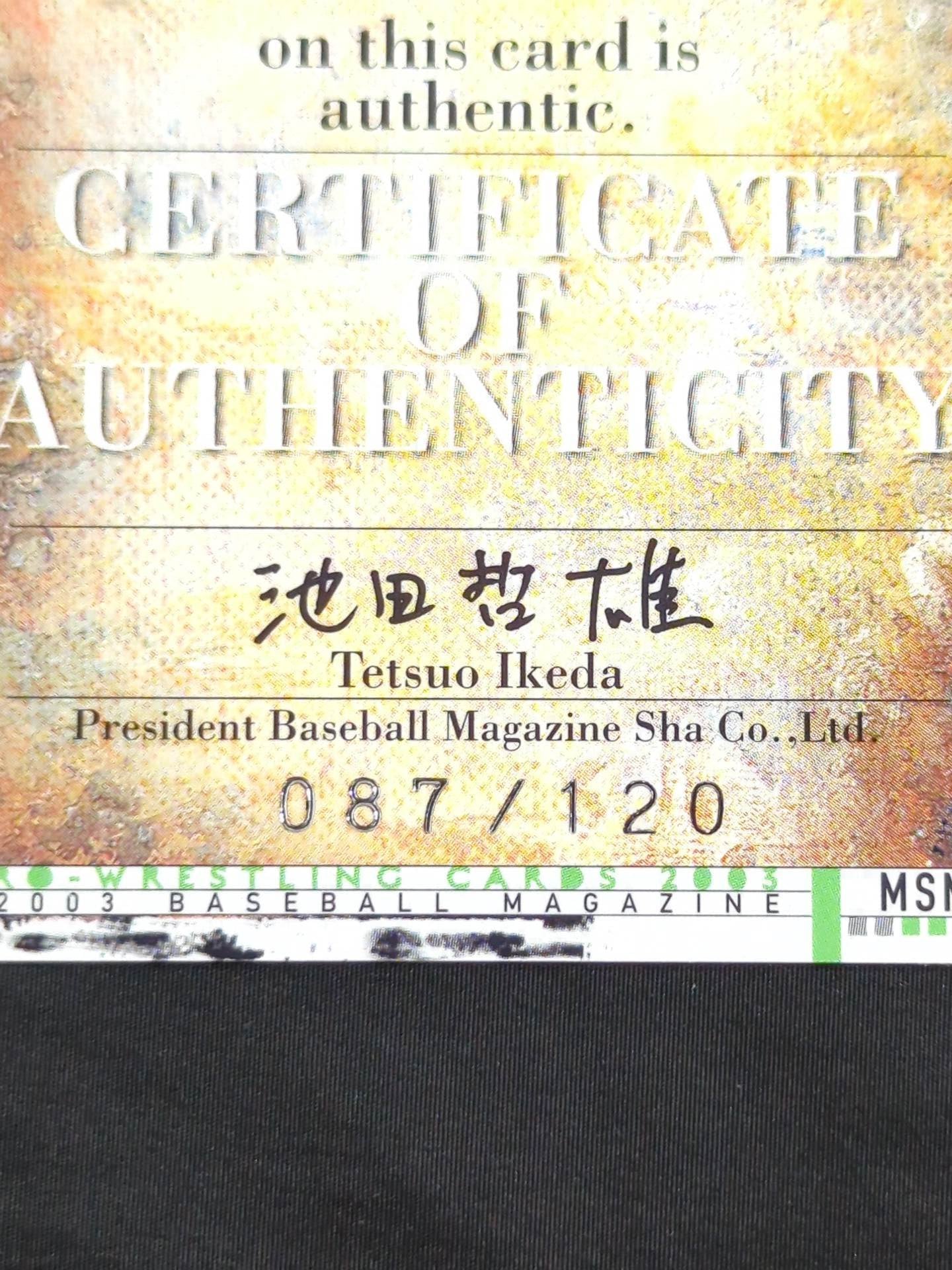 2003 BBM Mitsuharu Misawa Official autographed card